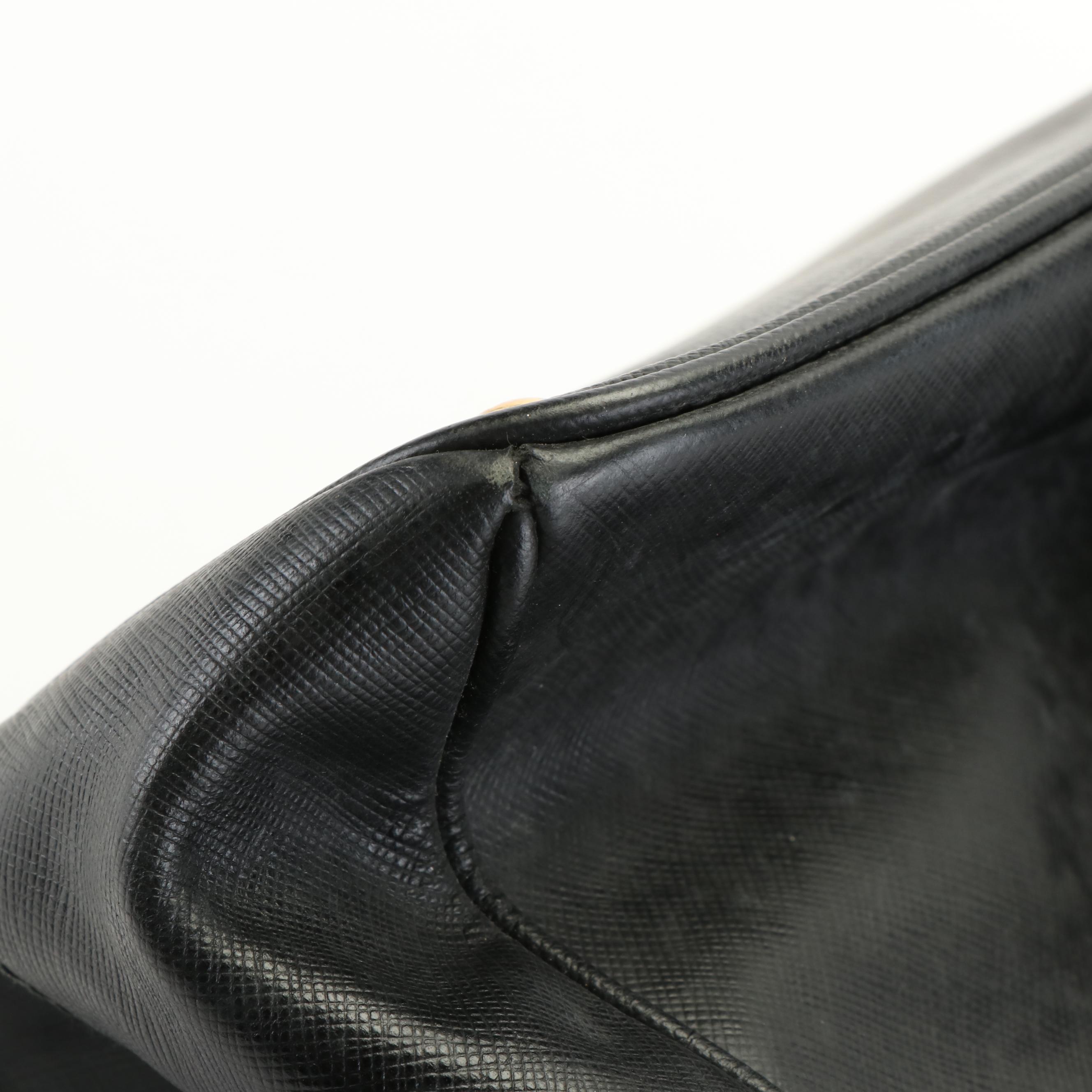 Prada Large Double-Zip Tote Bag in Black Saffiano Lux Leather