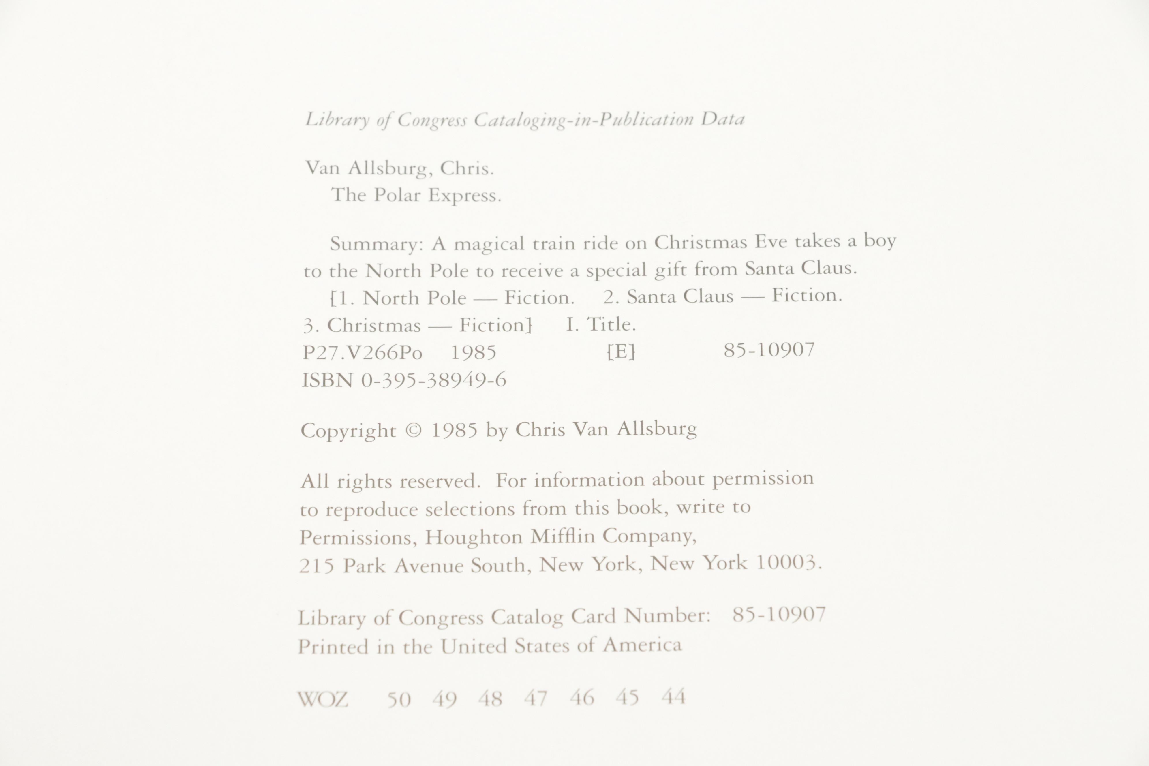 Signed "The Polar Express" by Chris Van Allsburg