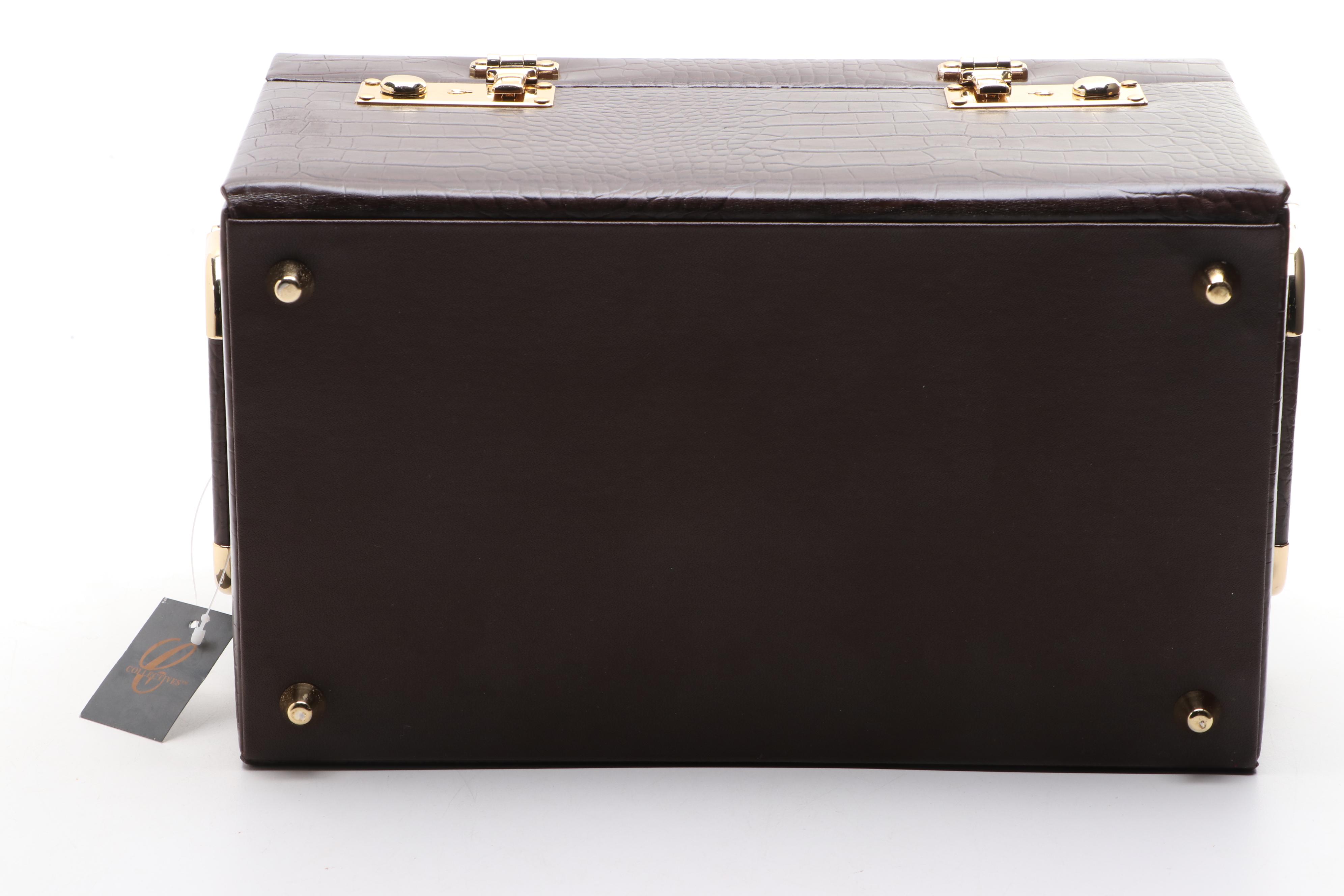 Rowallan Leather Travel Jewelry Case with Collectives Jewelry Box