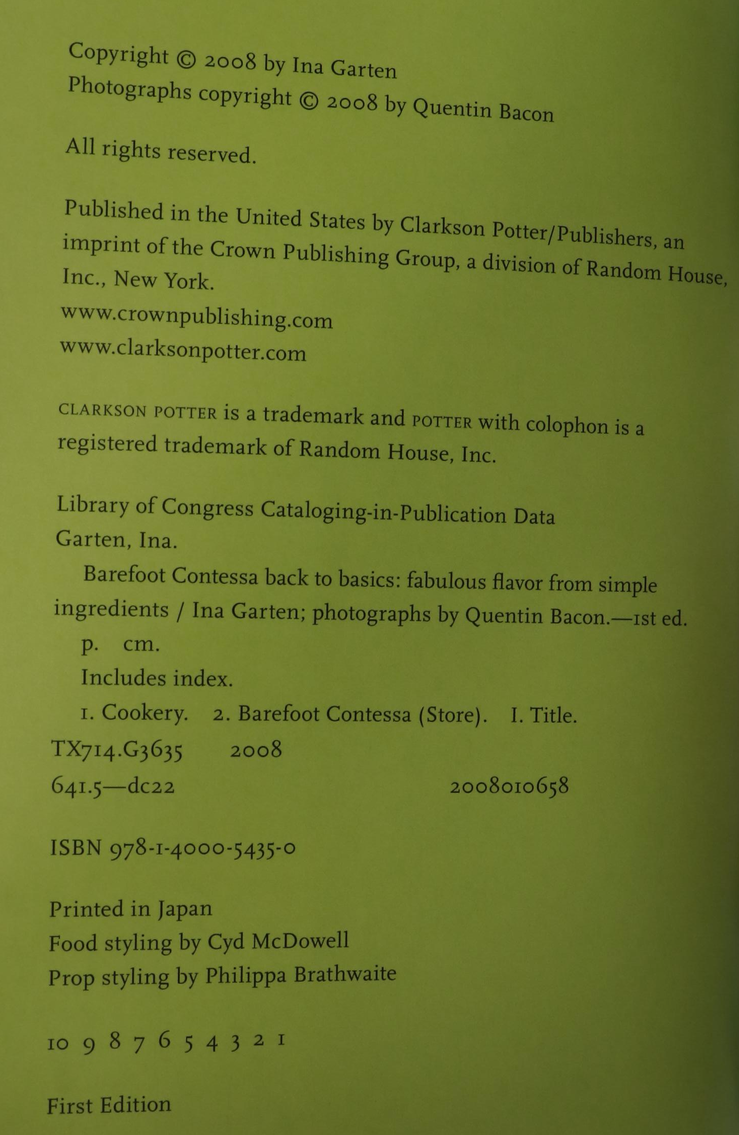 Signed First Edition "Back to Basics" and More Ina Garten Cookbooks