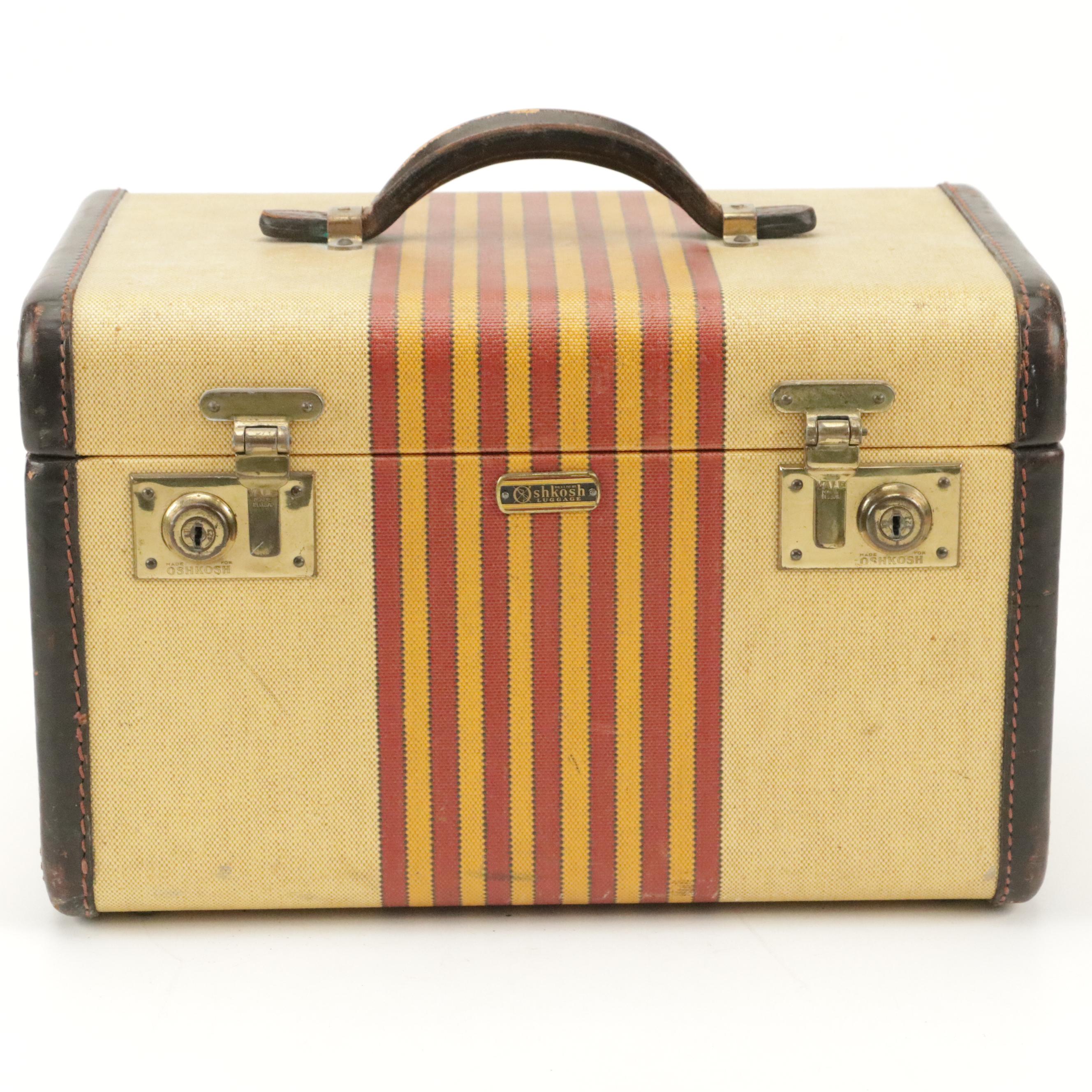 OshKosh Luggage Train Case with Leather Trim and Brass Hardware EBTH