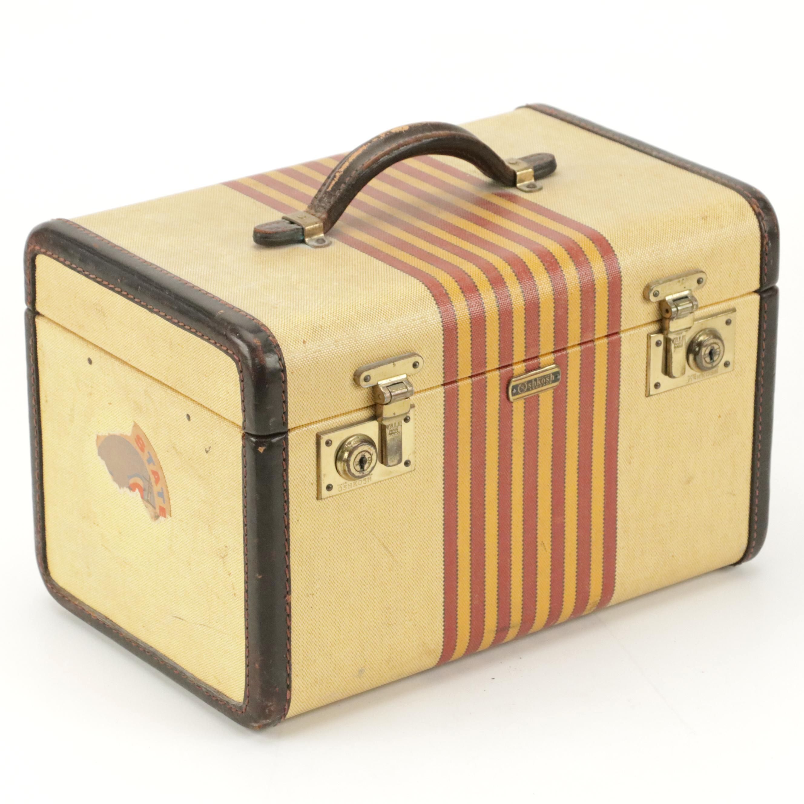 OshKosh Luggage Train Case with Leather Trim and Brass Hardware EBTH