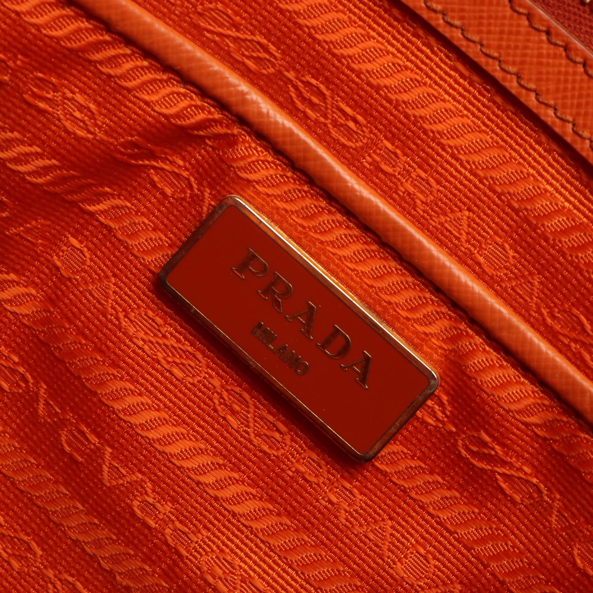 Prada Orange Saffiano Lux Leather Large Gardener's Tote