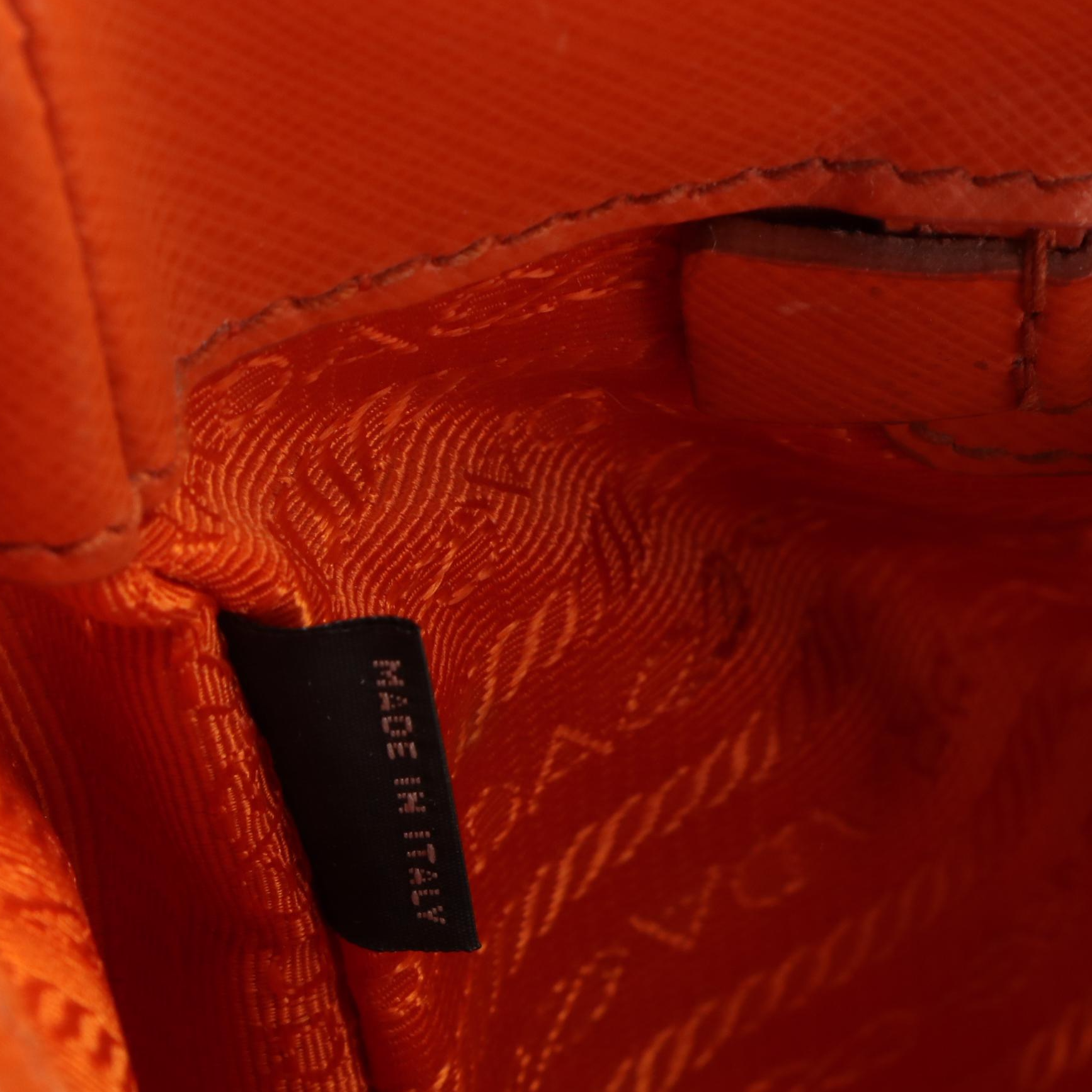 Prada Orange Saffiano Lux Leather Large Gardener's Tote