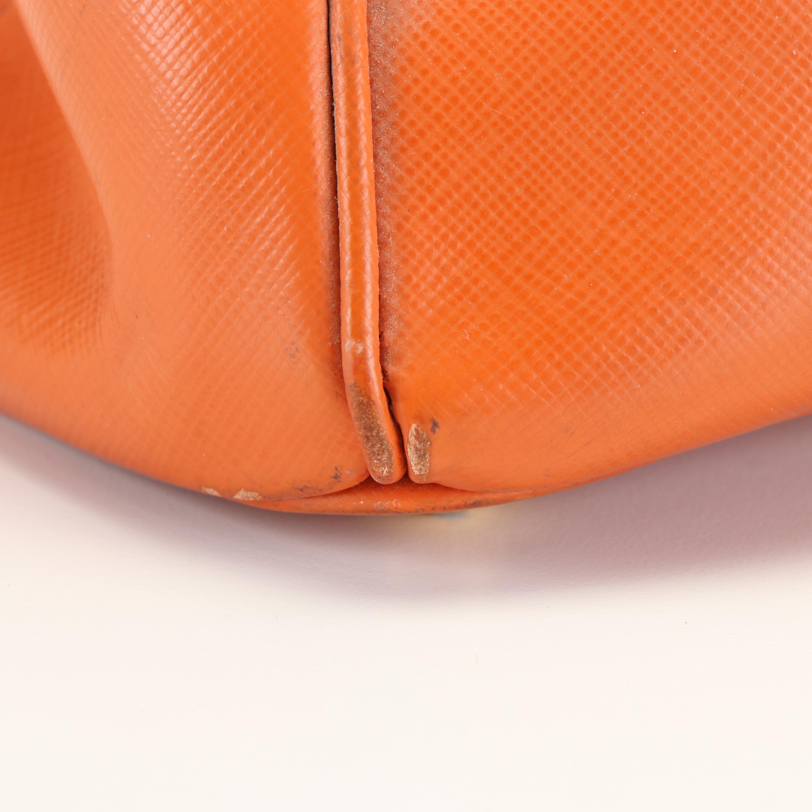 Prada Orange Saffiano Lux Leather Large Gardener's Tote