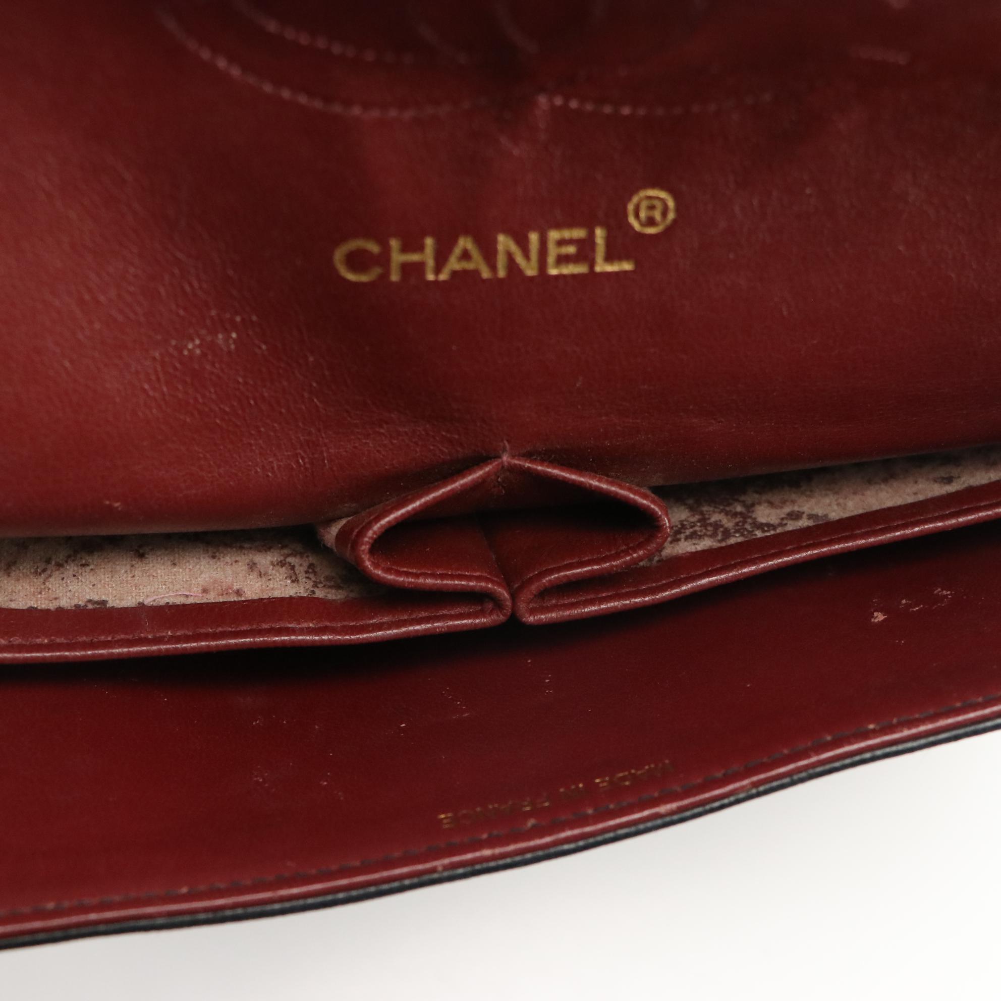 Chanel Double Flap Chain Strap Shoulder Bag in Black Quilted Lambskin Leather