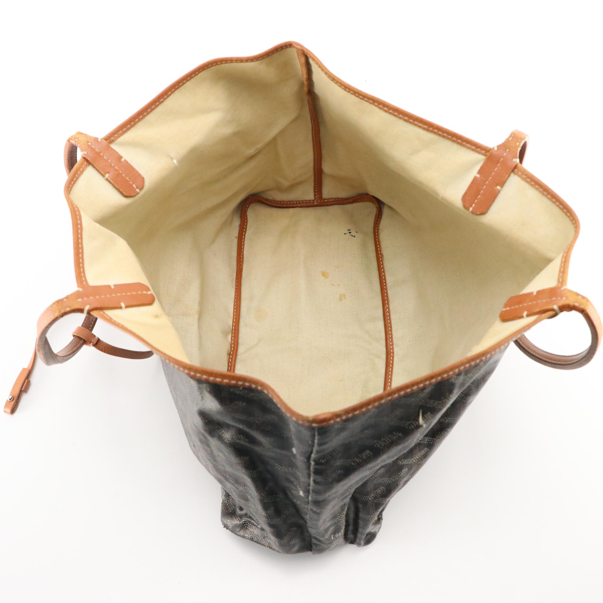 Goyard Saint Louis PM Tote Bag in Black Goyardine Coated Canvas and Leather Trim