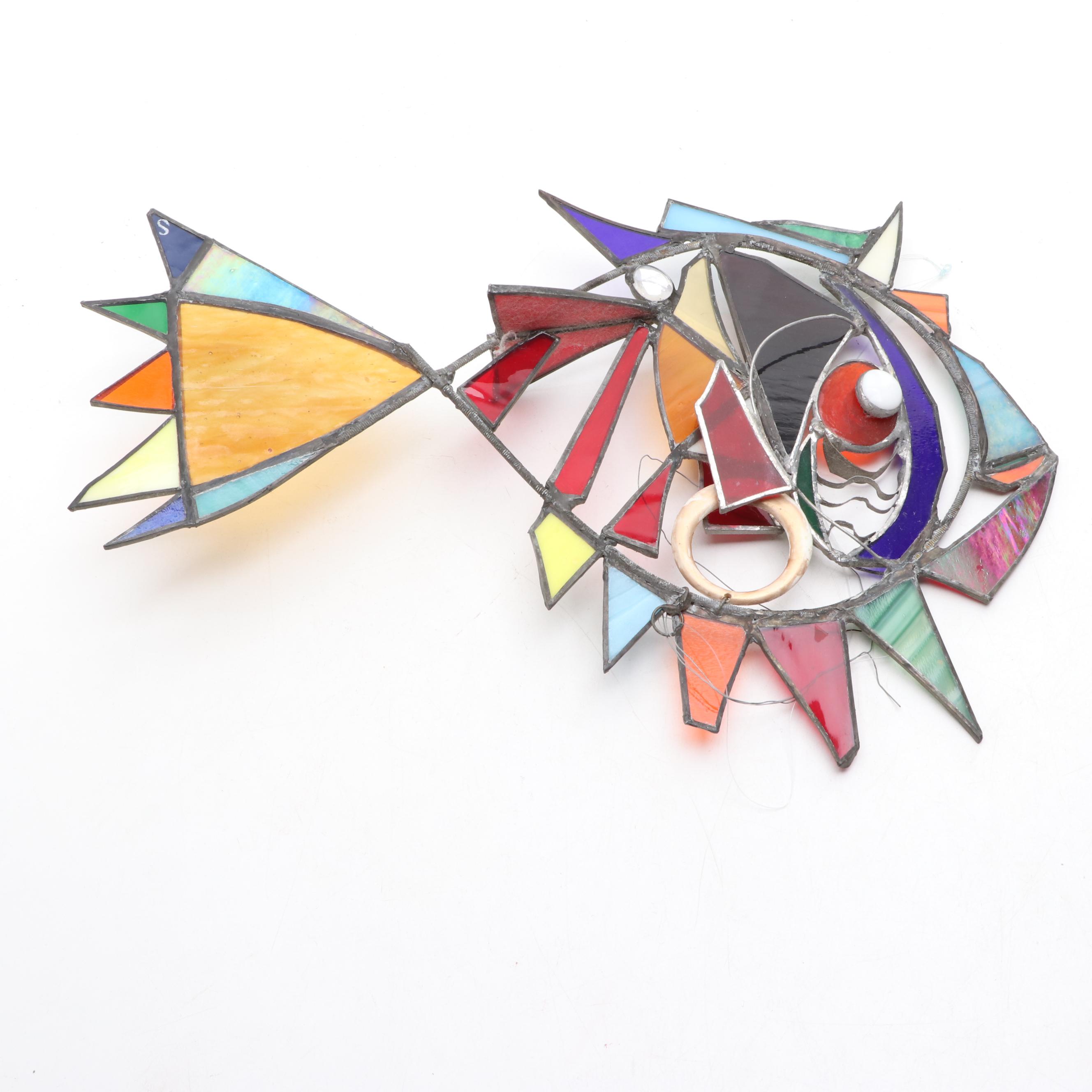 Stained Glass Fish Wind Chimes and Hanging Figure