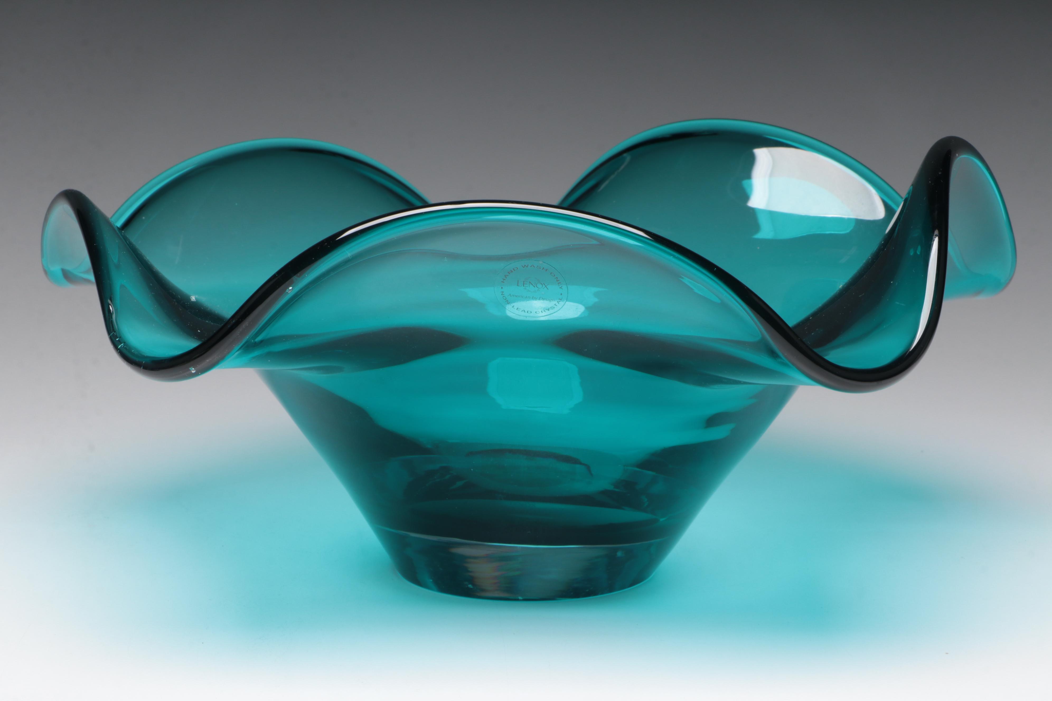 Lenox Organics Wave Turquoise Crystal with Other Glass Bowls and Vases