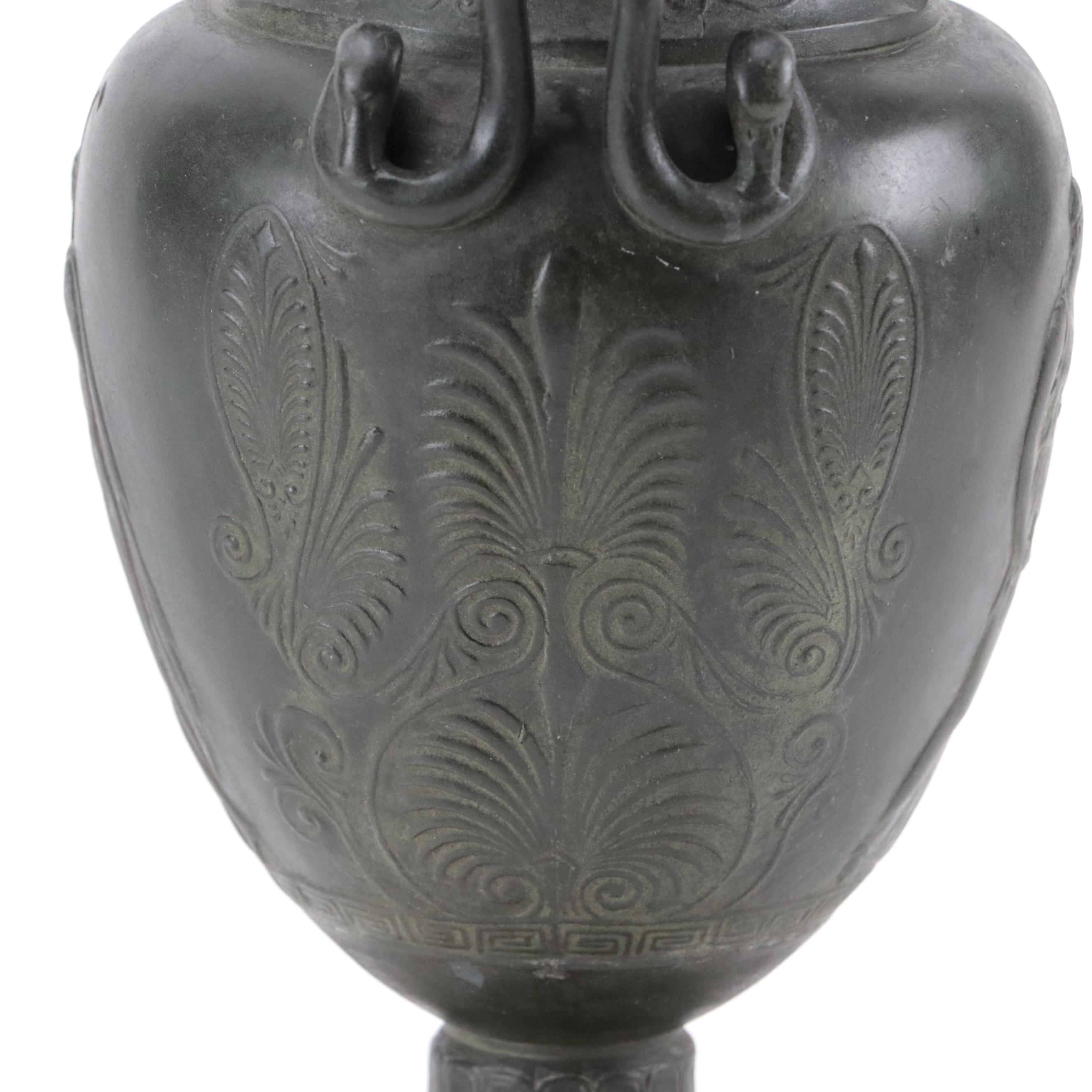 Grand Tour Etruscan Style Cast Metal Urn, 19th Century