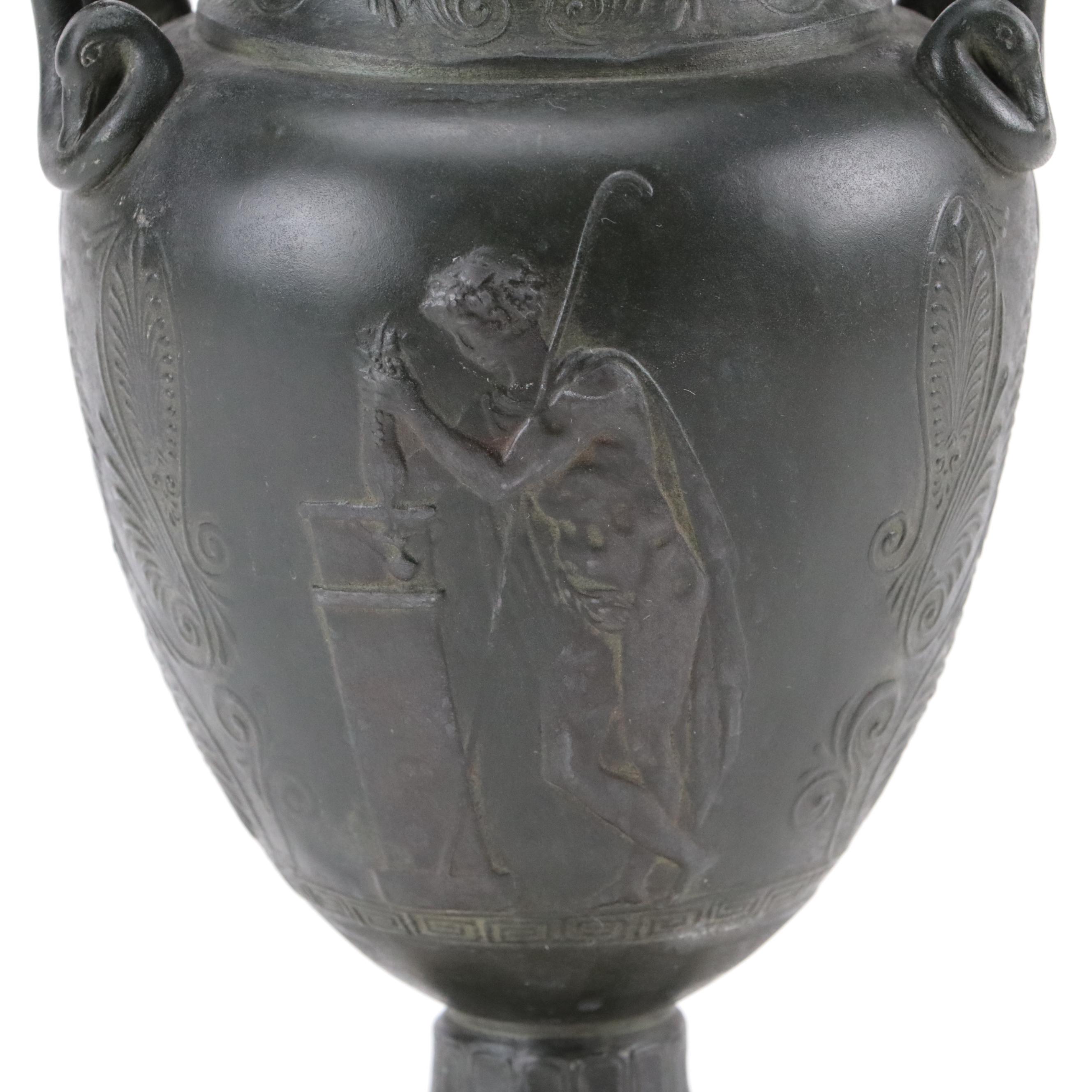 Grand Tour Etruscan Style Cast Metal Urn, 19th Century
