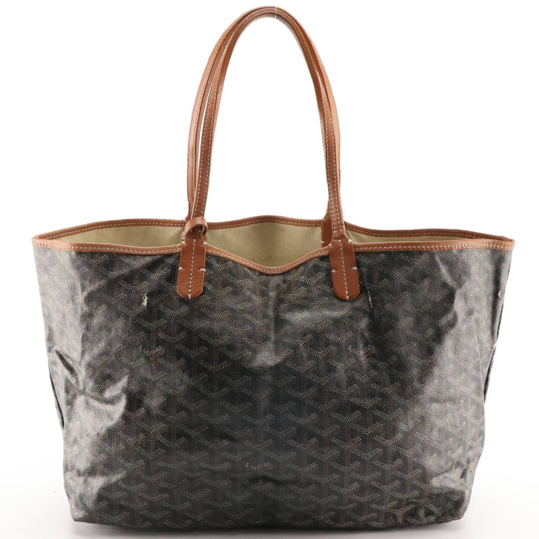 Goyard Saint Louis PM Tote Bag in Black Goyardine Coated Canvas and Leather Trim