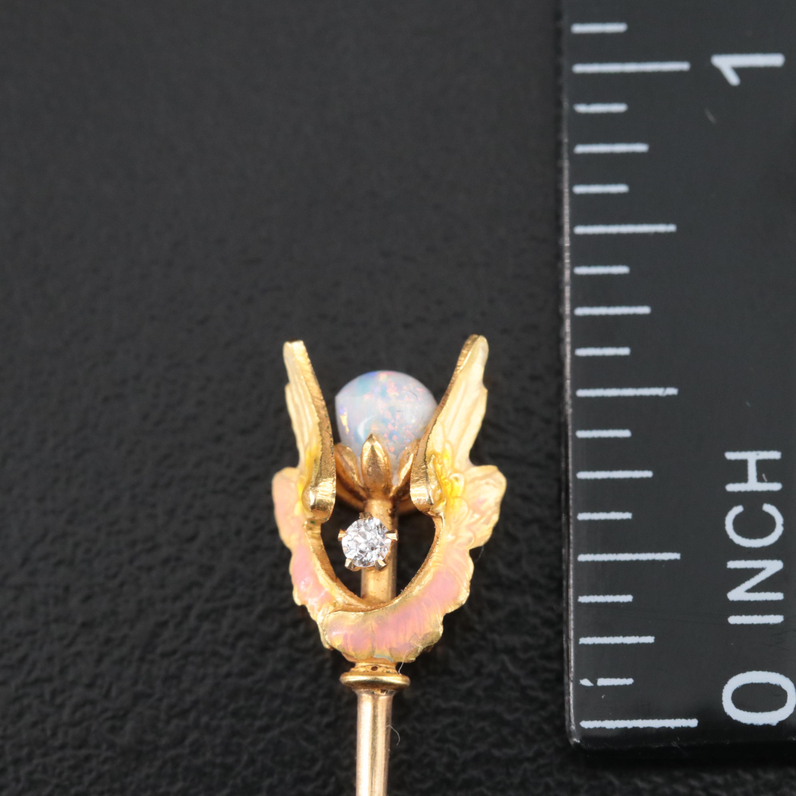 Antique 14K Stick Pins Featuring Krementz, Pearls, Opal and Diamonds