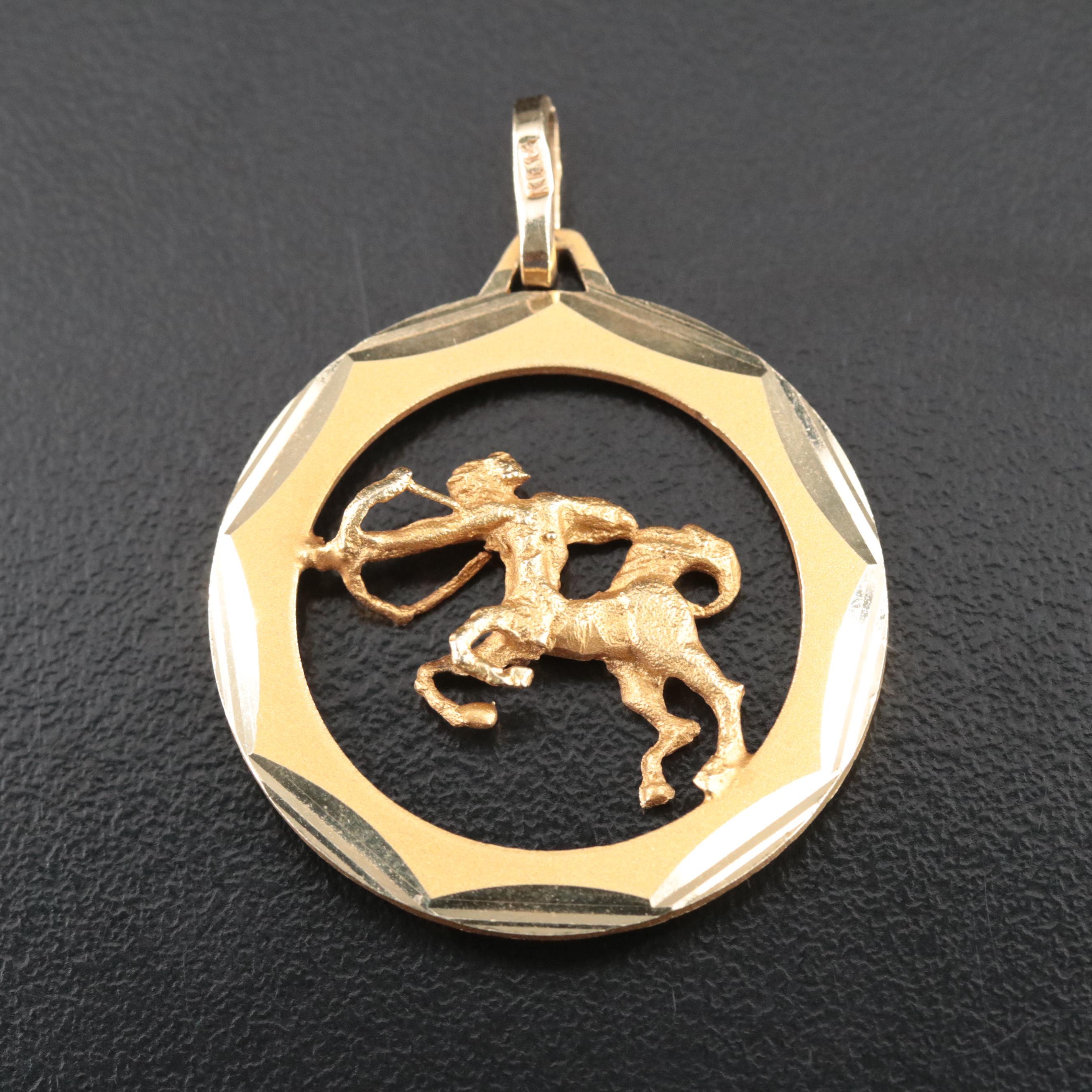 14K Sagittarius Pendant