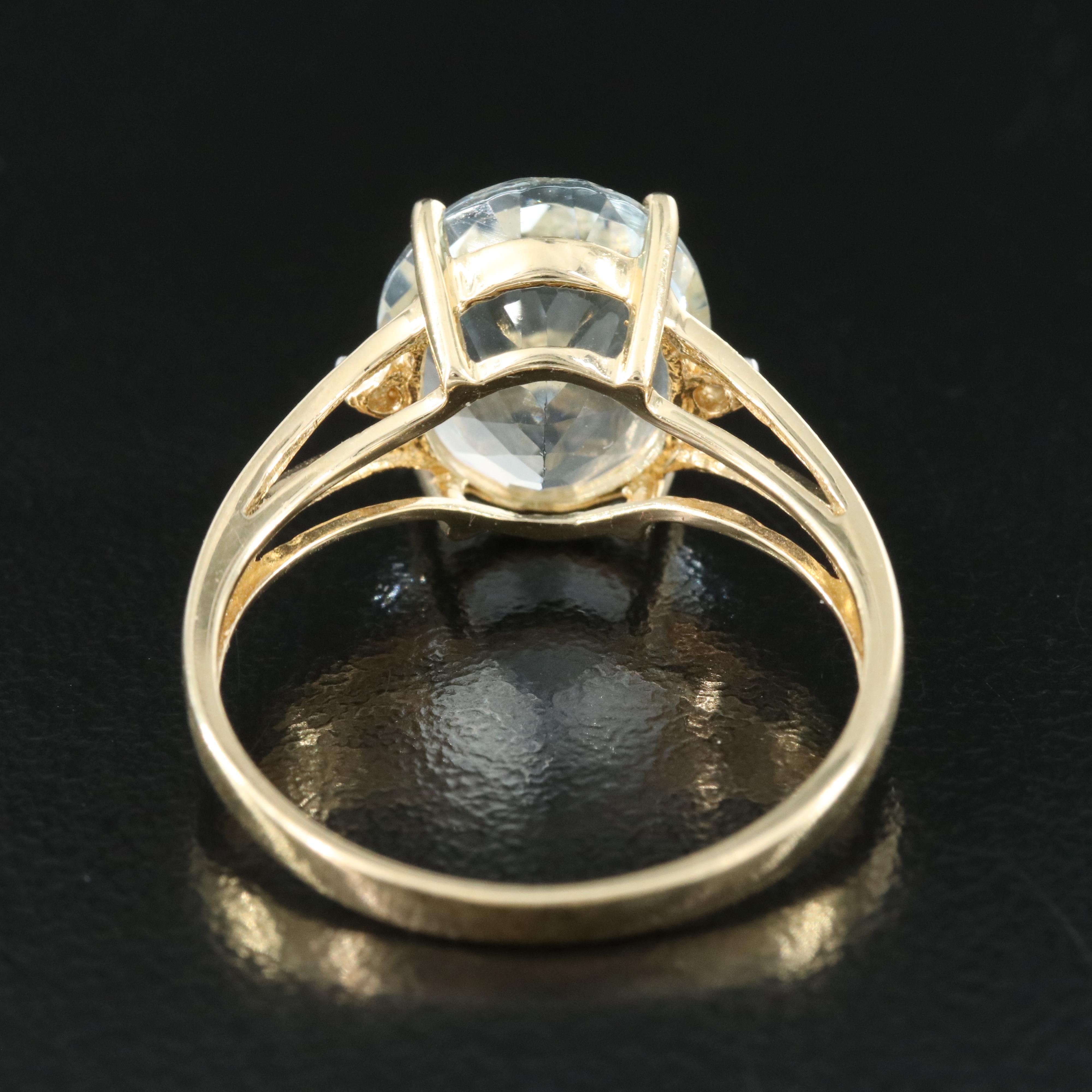 14K Aquamarine and Diamond Ring