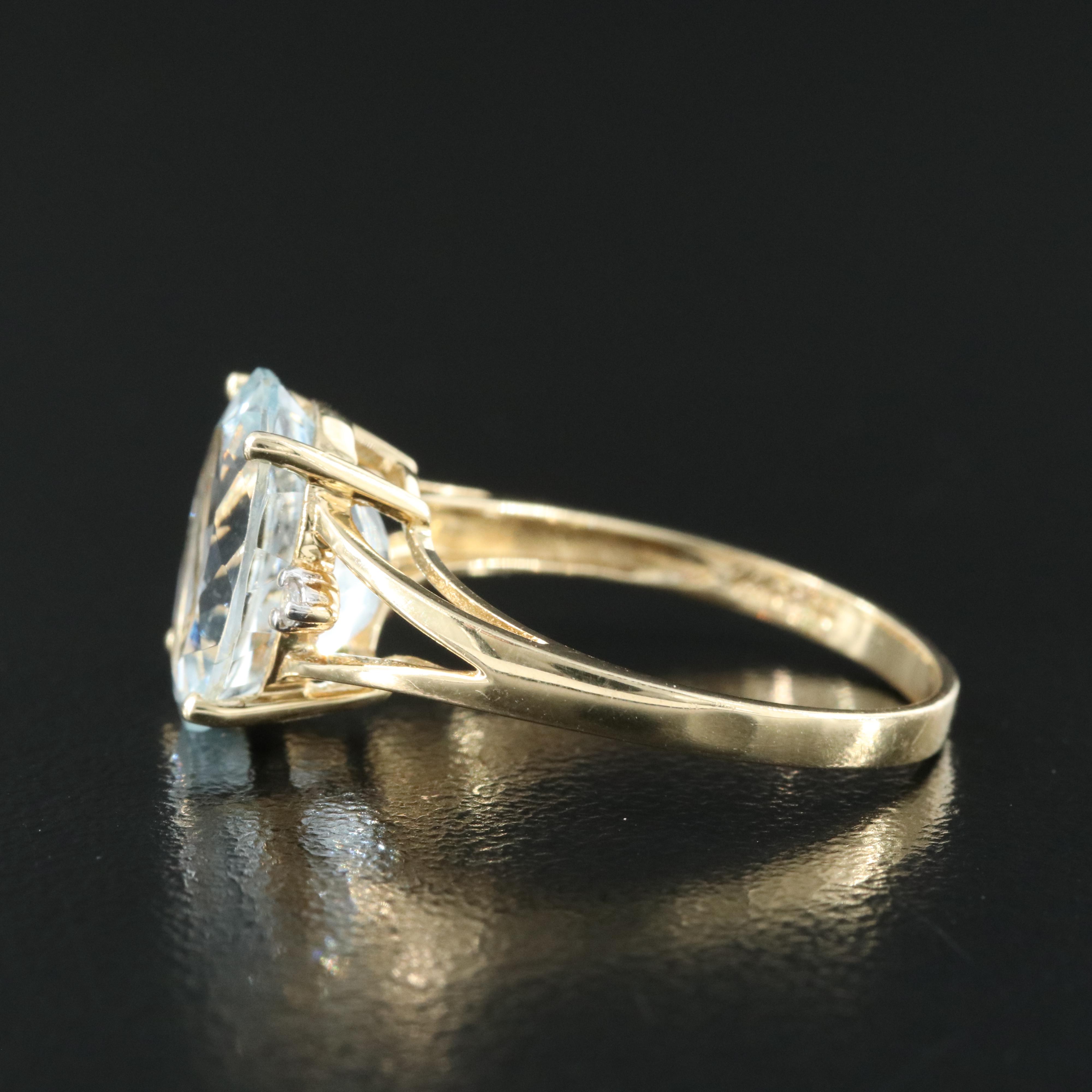 14K Aquamarine and Diamond Ring
