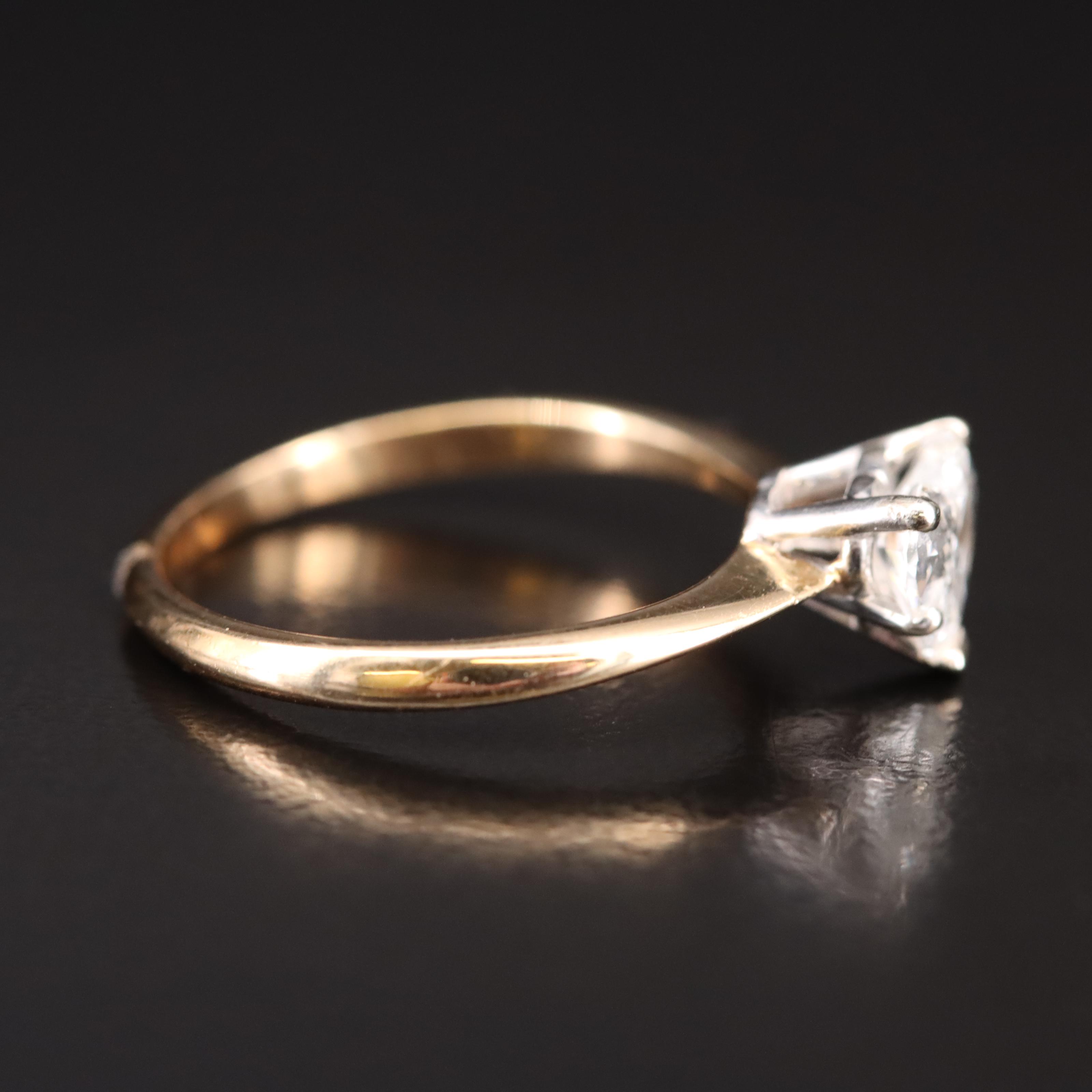 14K 0.72 CT Diamond Heart Solitaire Ring