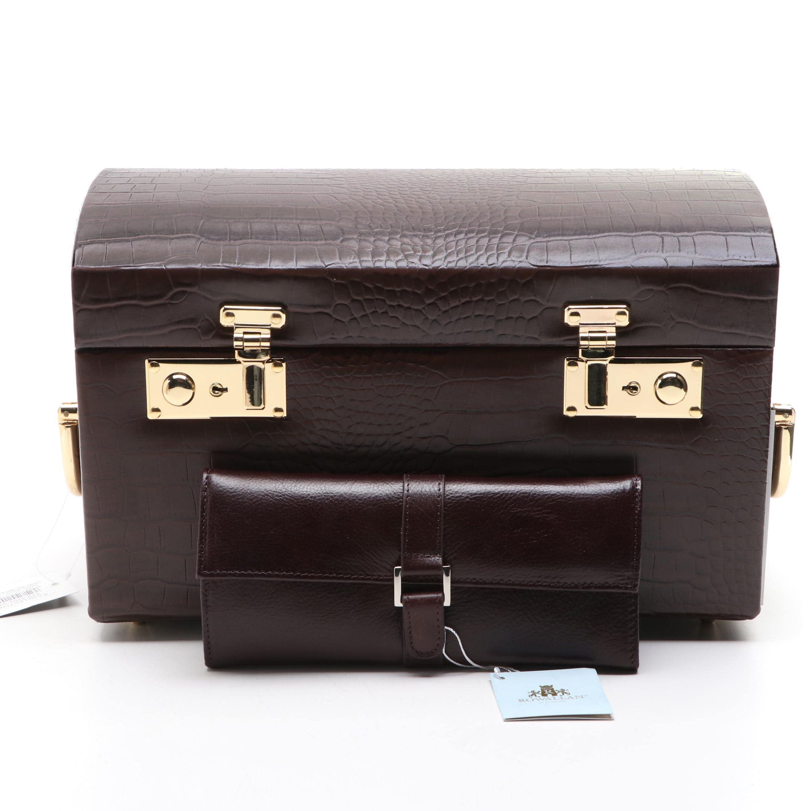 Rowallan Leather Travel Jewelry Case with Collectives Jewelry Box