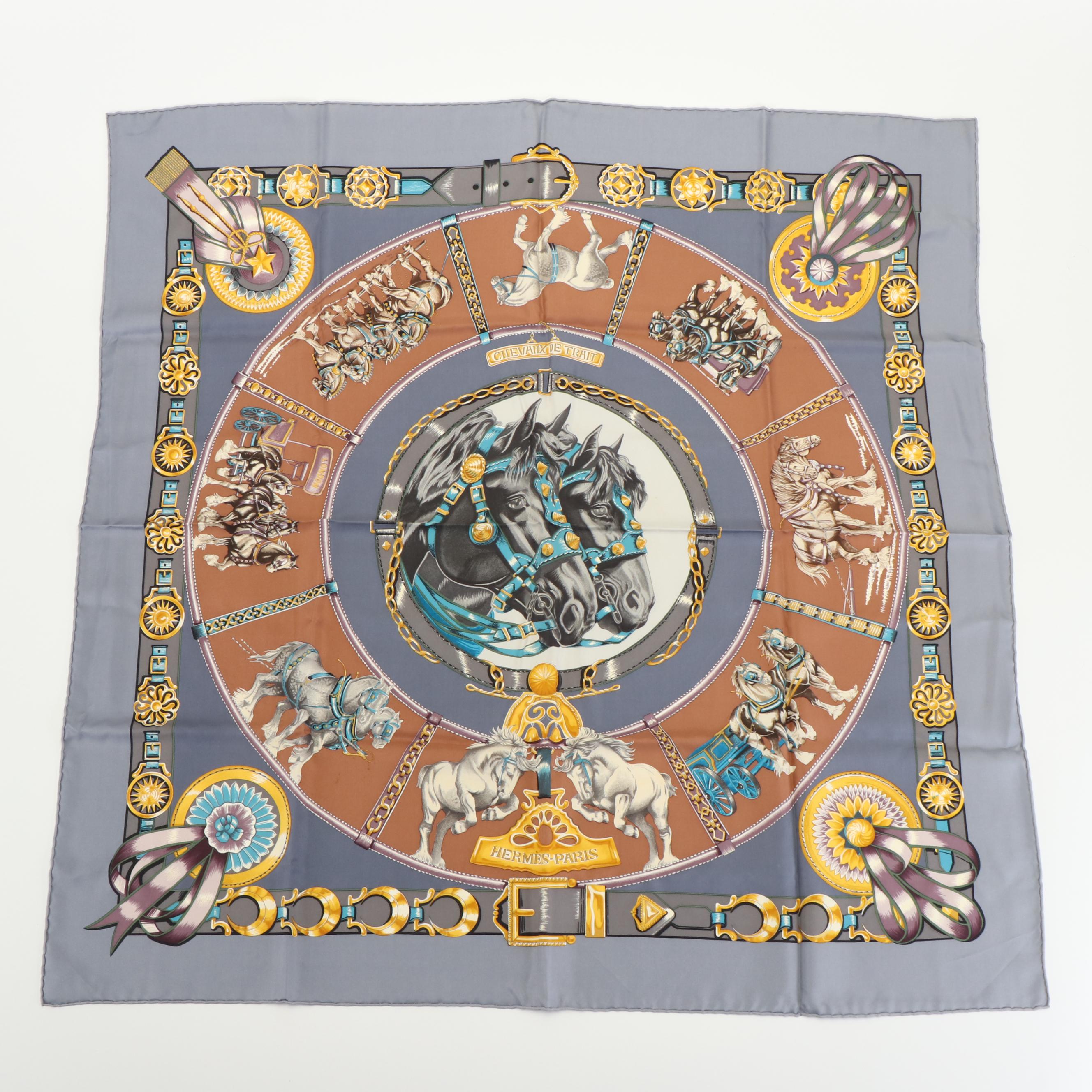 Hermès "Chevaiix de Trait" Silk Scarf