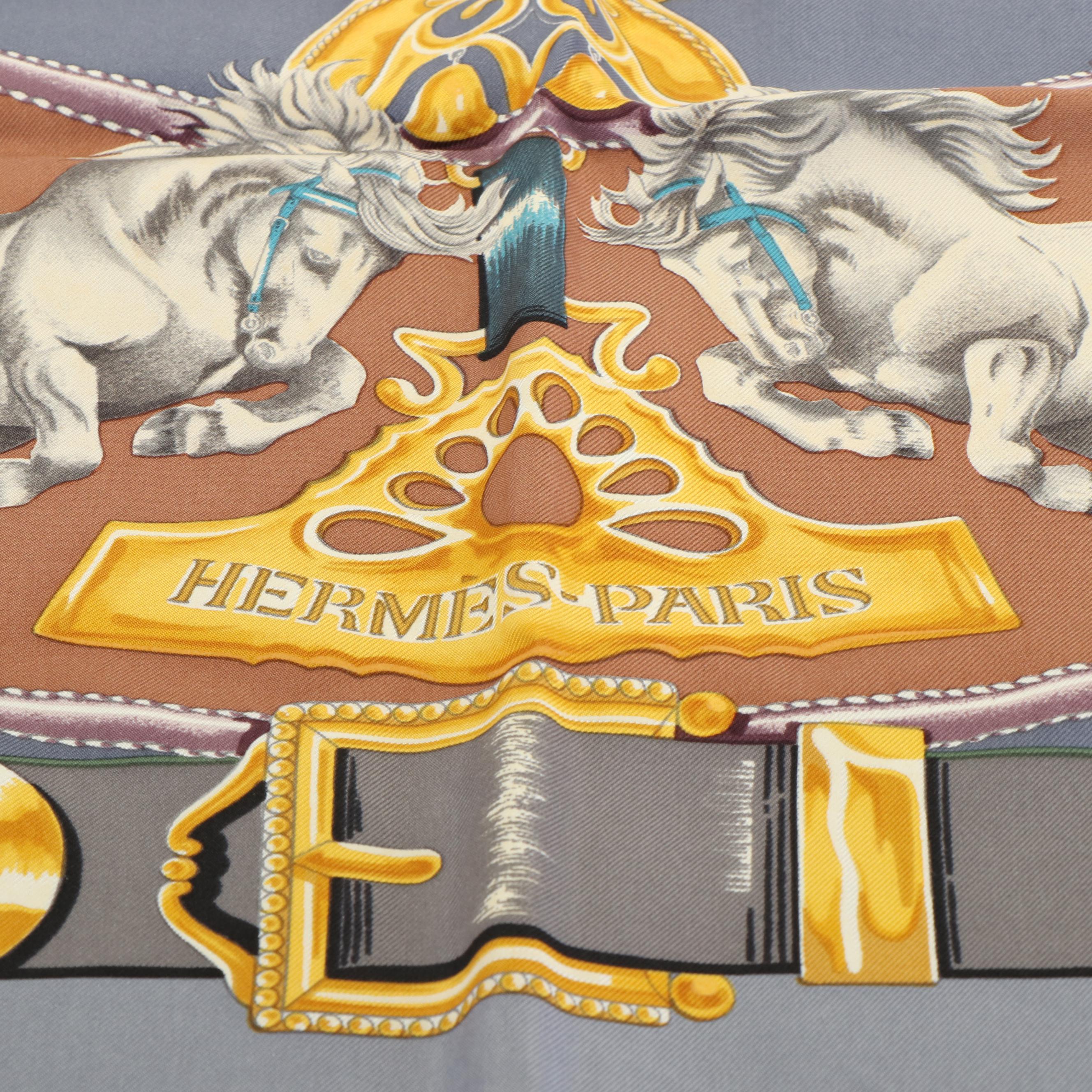 Hermès "Chevaiix de Trait" Silk Scarf