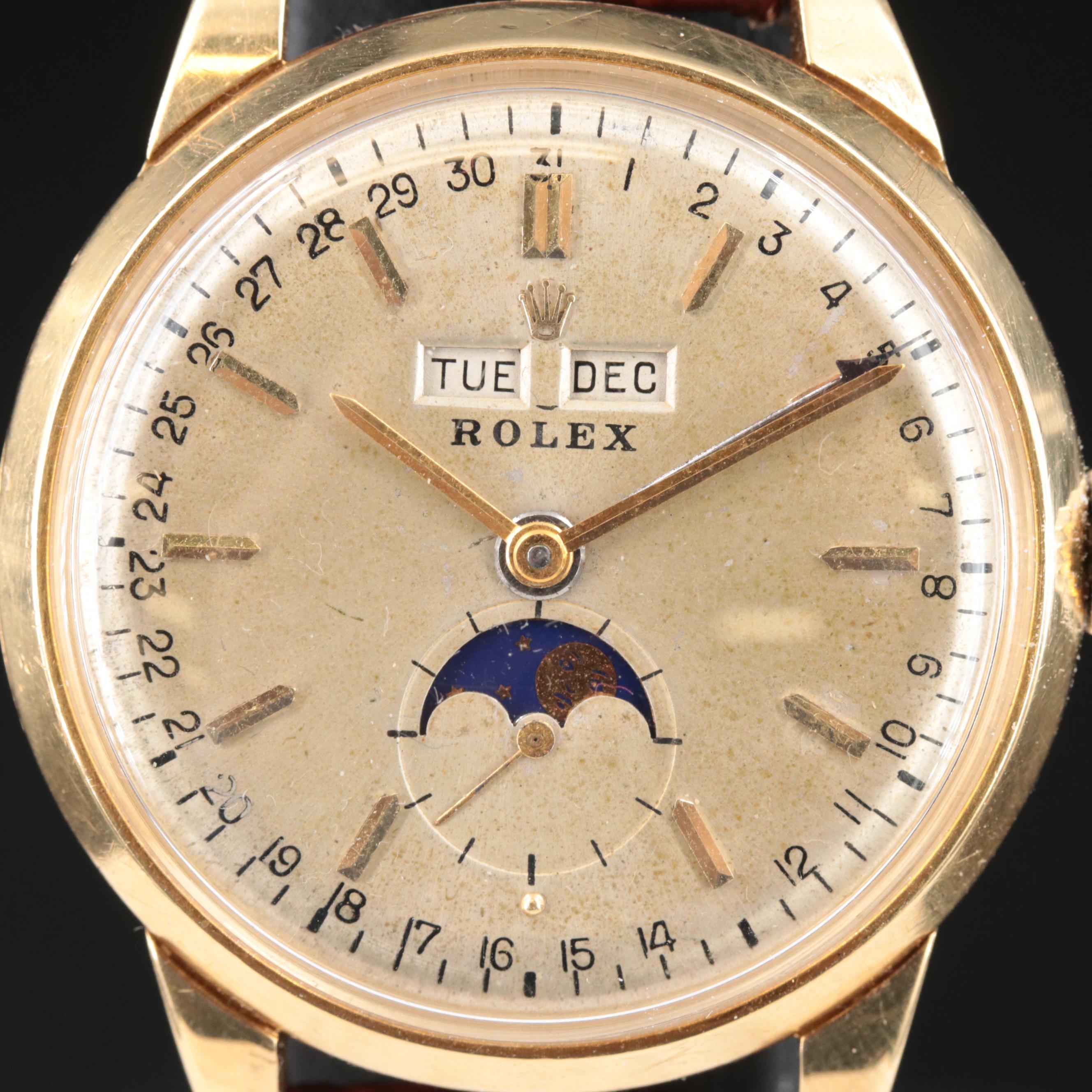 18K Rolex "Padellone" Triple-Date, Moon Phase, Automatic Watch
