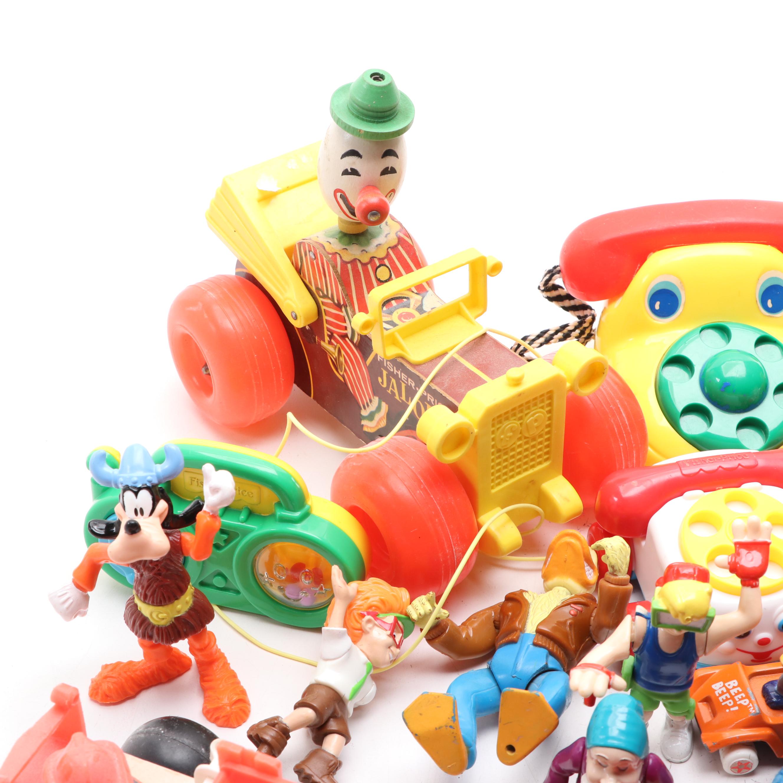 Fisher-Price "Jalopy" Pull Along Toy, Burger King "Mr. Potato Head" Plush, More