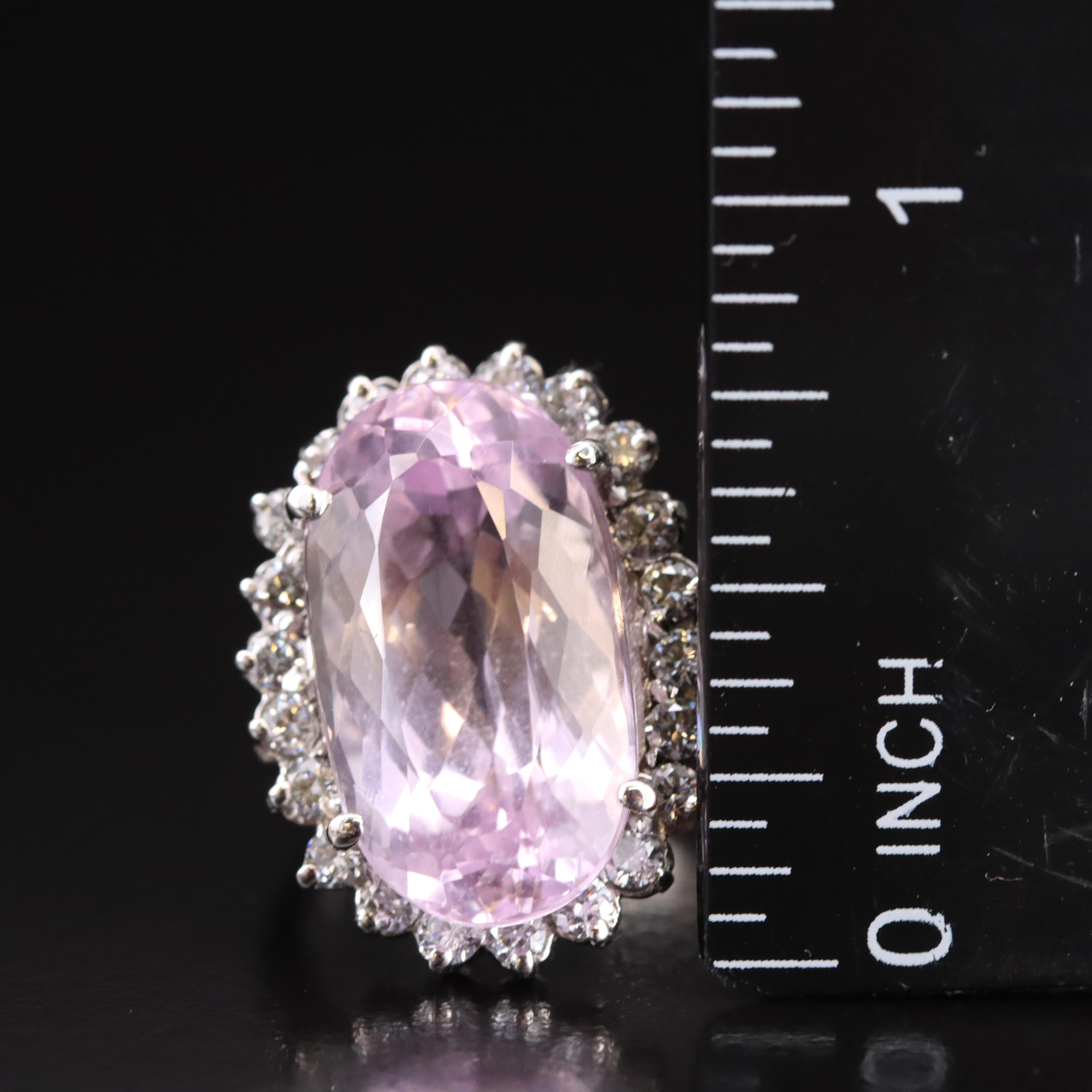 14K 12.32 CT Kunzite and Diamond Ring