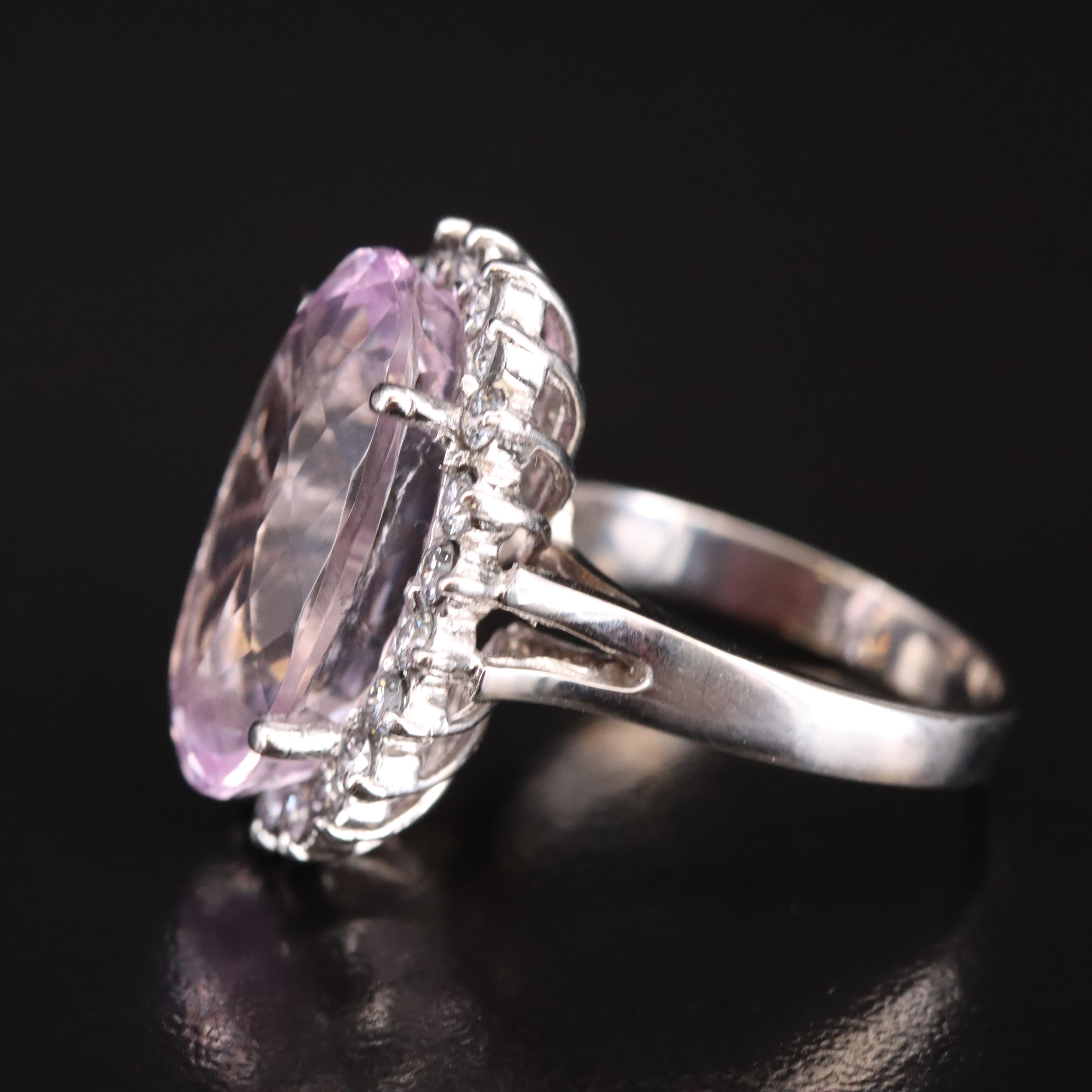 14K 12.32 CT Kunzite and Diamond Ring