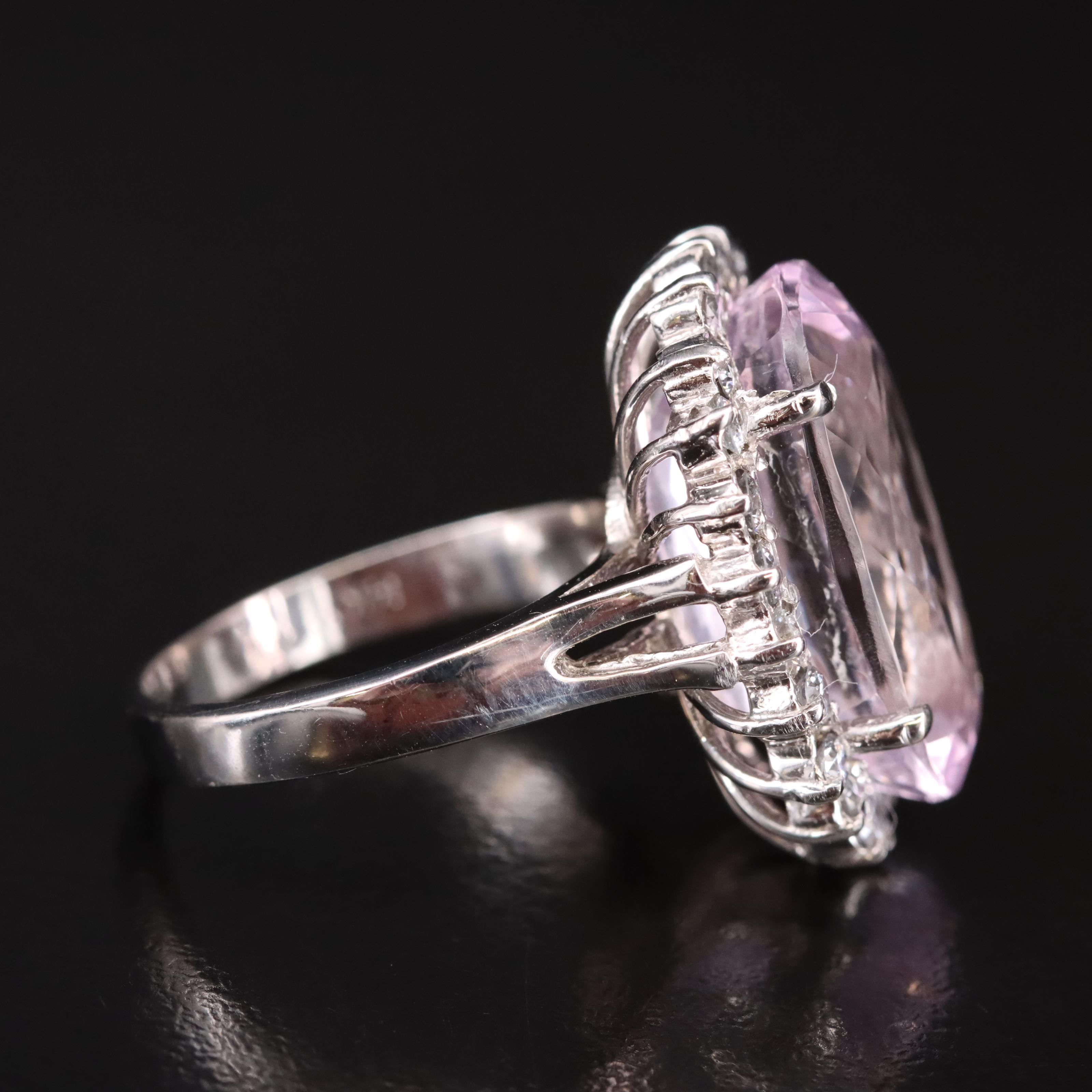 14K 12.32 CT Kunzite and Diamond Ring