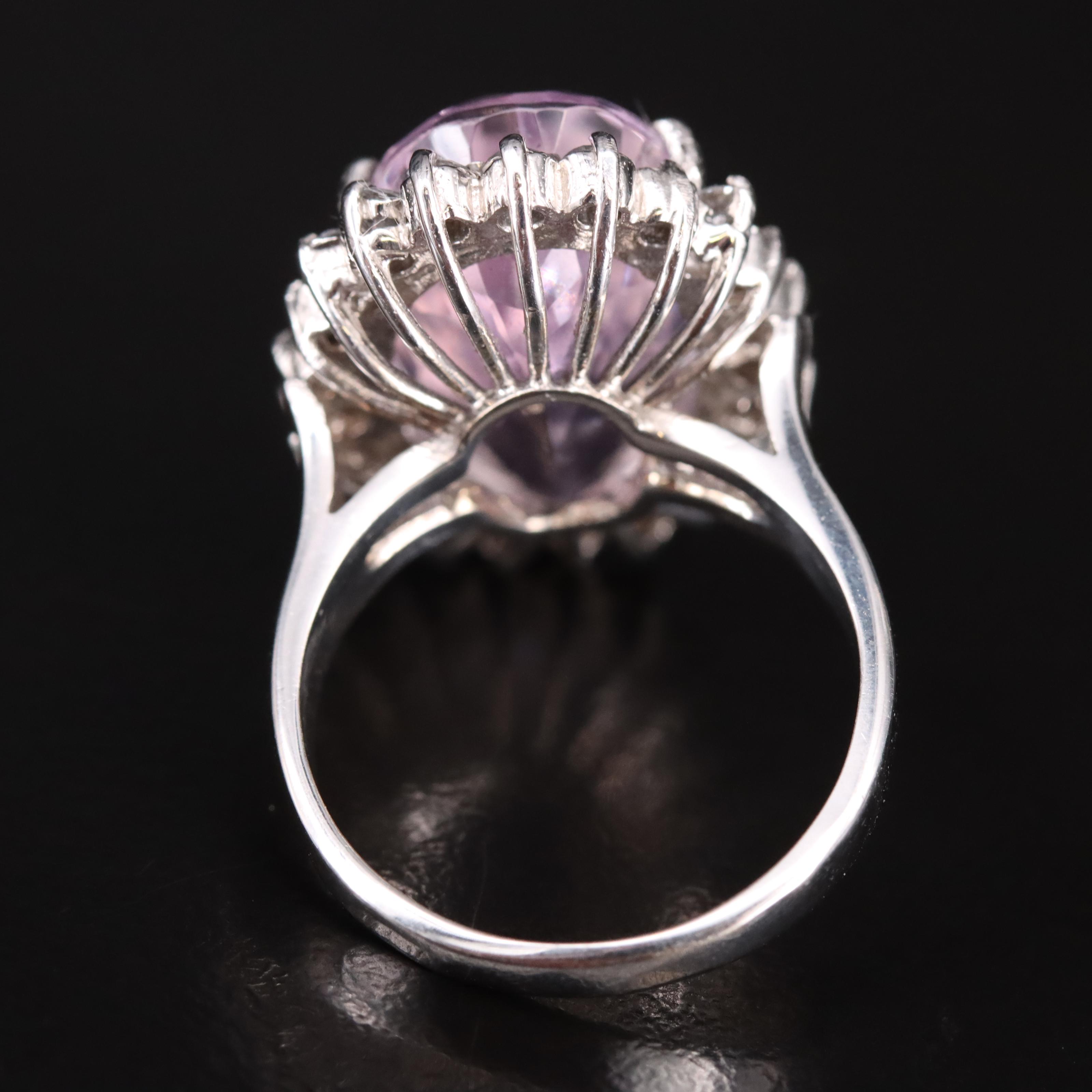 14K 12.32 CT Kunzite and Diamond Ring