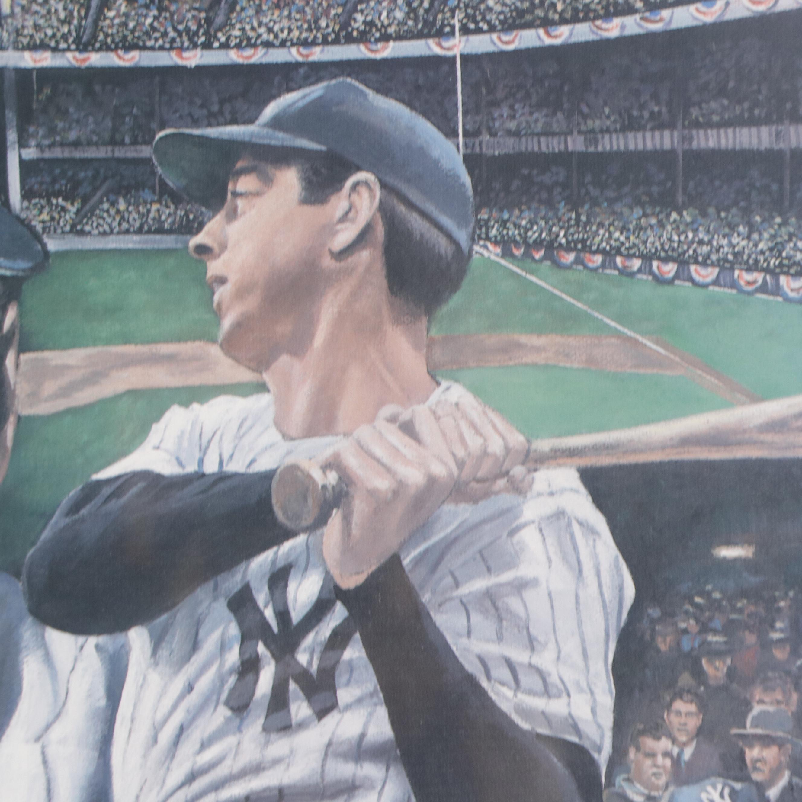 Joe DiMaggio Signed New York Yankees Print in Matted Display