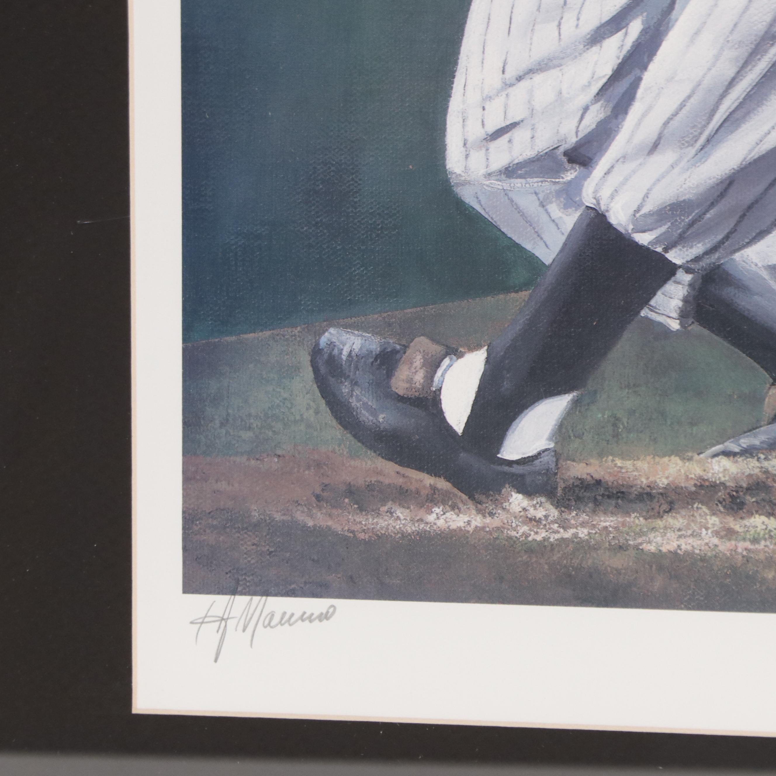 Joe DiMaggio Signed New York Yankees Print in Matted Display