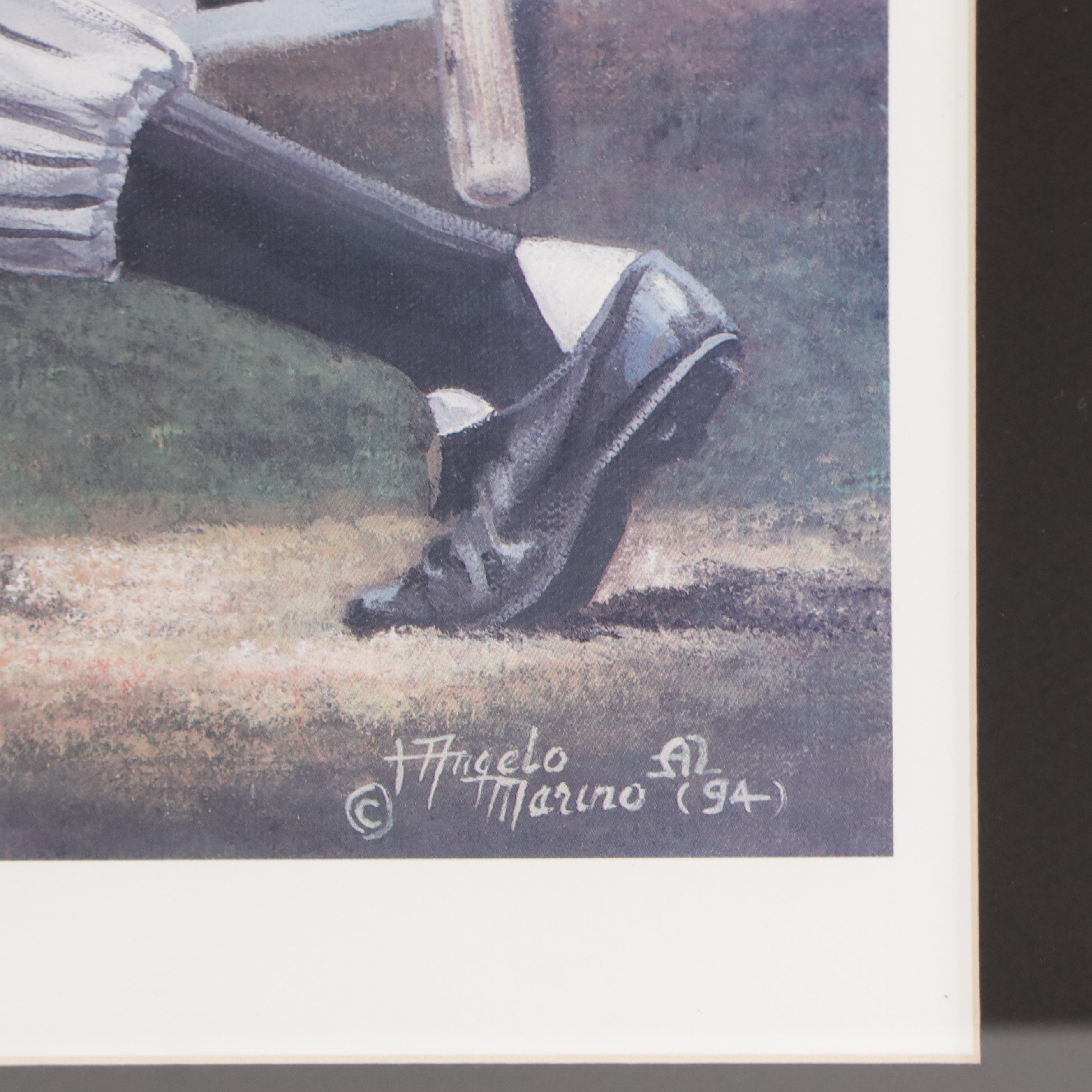 Joe DiMaggio Signed New York Yankees Print in Matted Display