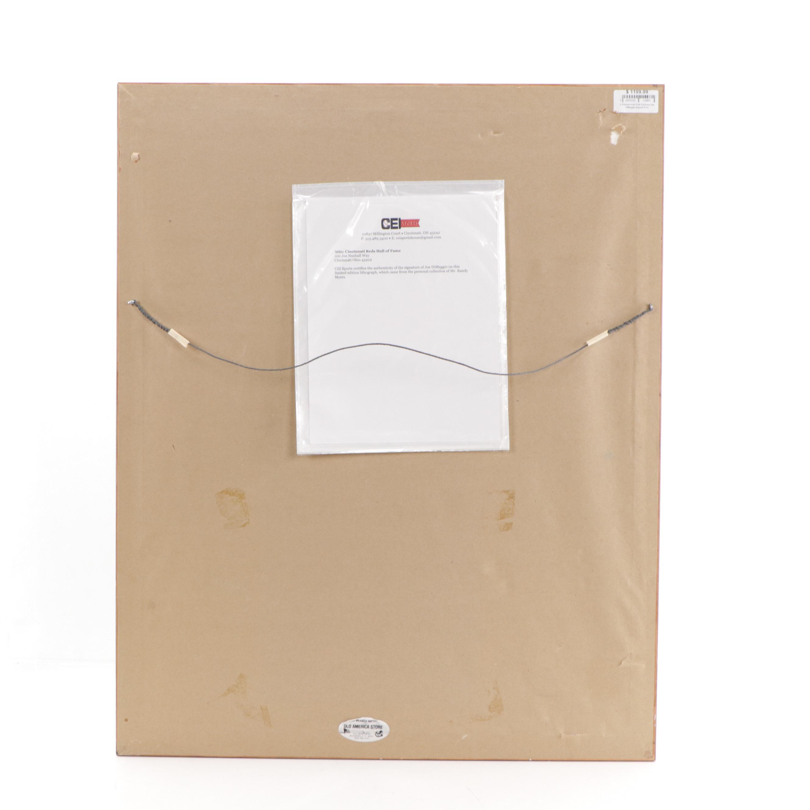 Joe DiMaggio Signed New York Yankees Print in Matted Display