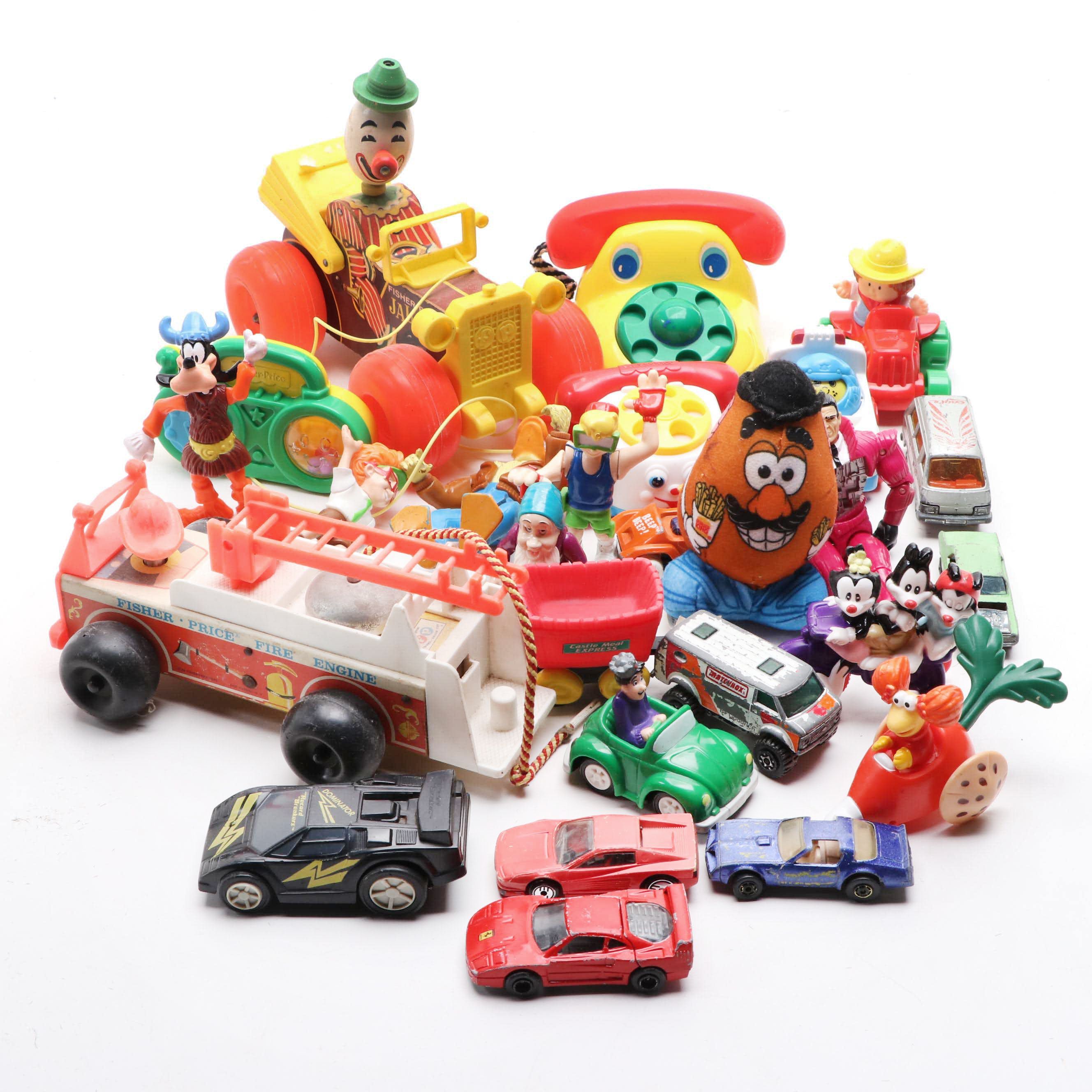 Fisher-Price "Jalopy" Pull Along Toy, Burger King "Mr. Potato Head" Plush, More