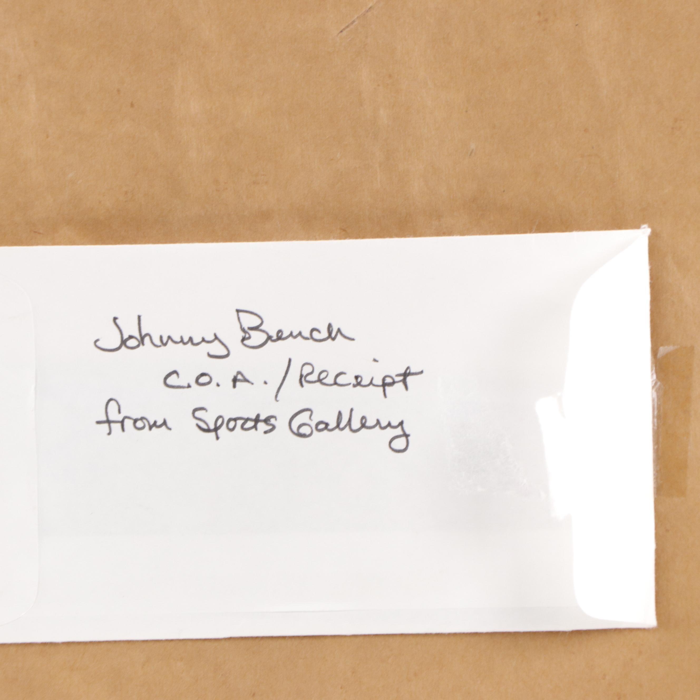 Johnny Bench Signed Cincinnati Reds Framed Canvas Print