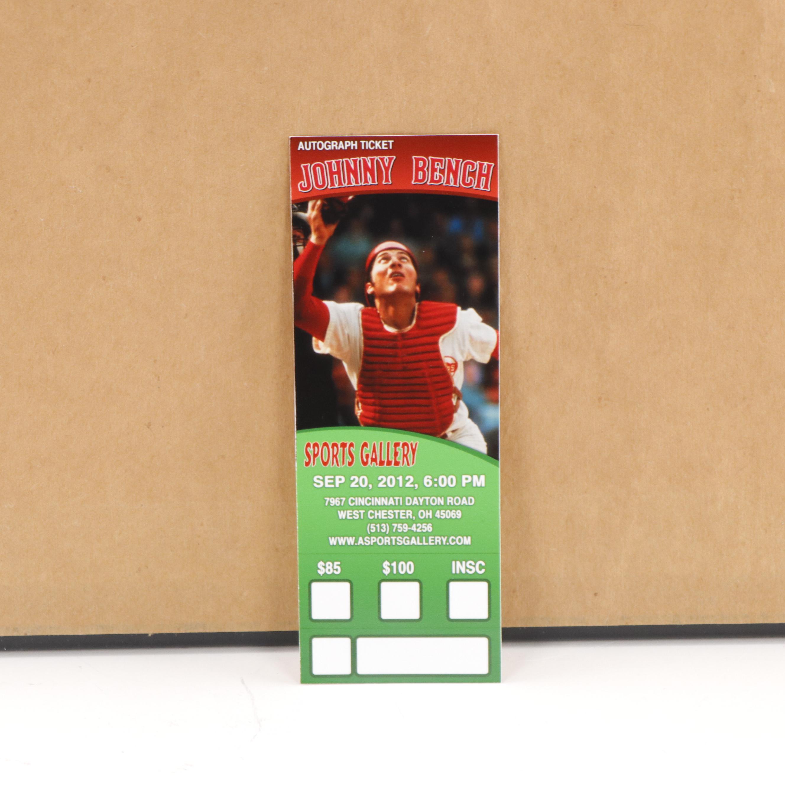 Johnny Bench Signed Cincinnati Reds Framed Canvas Print