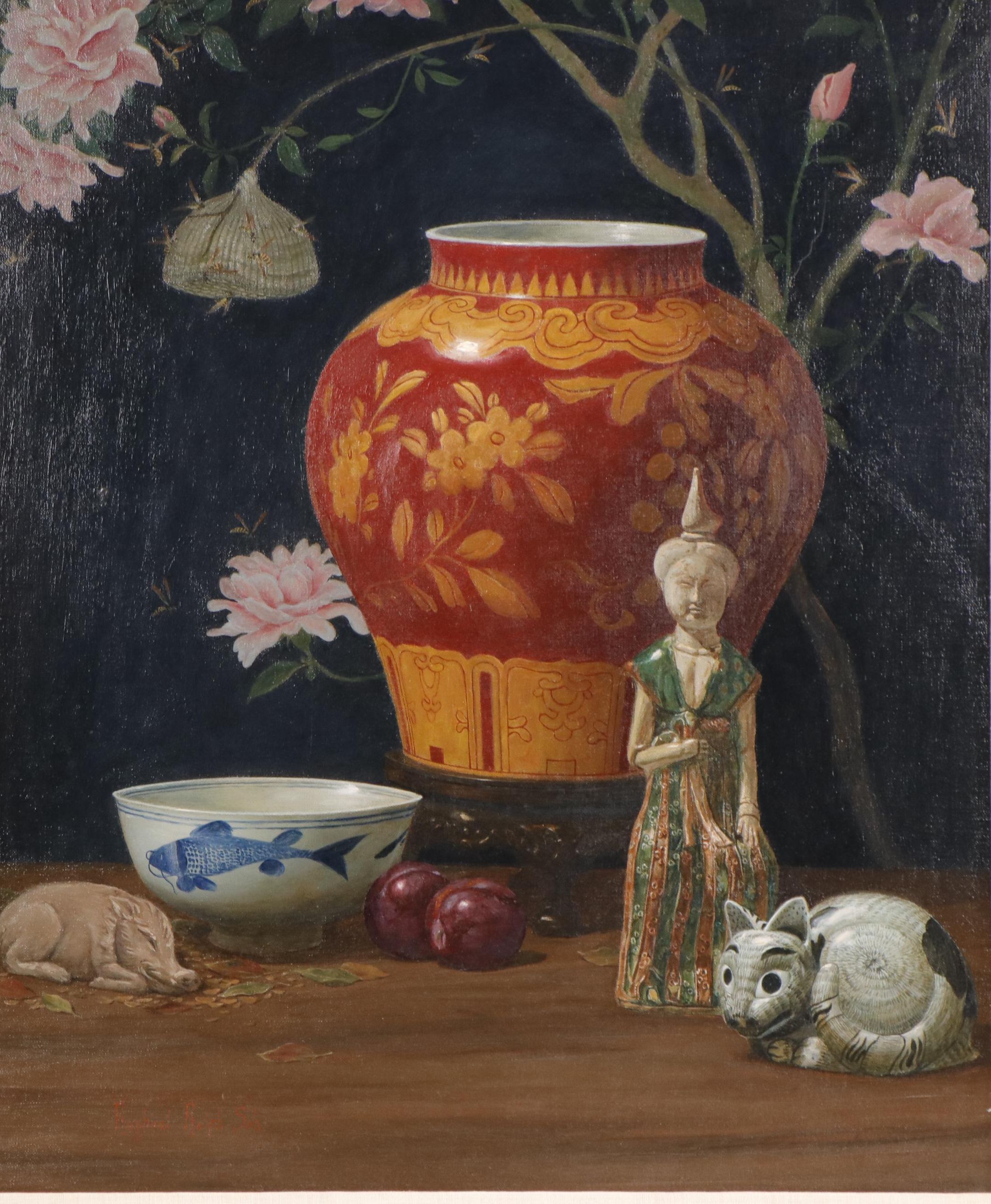 Raphael Ralph Soh Still Life Oil Painting "Chinese Fortune"