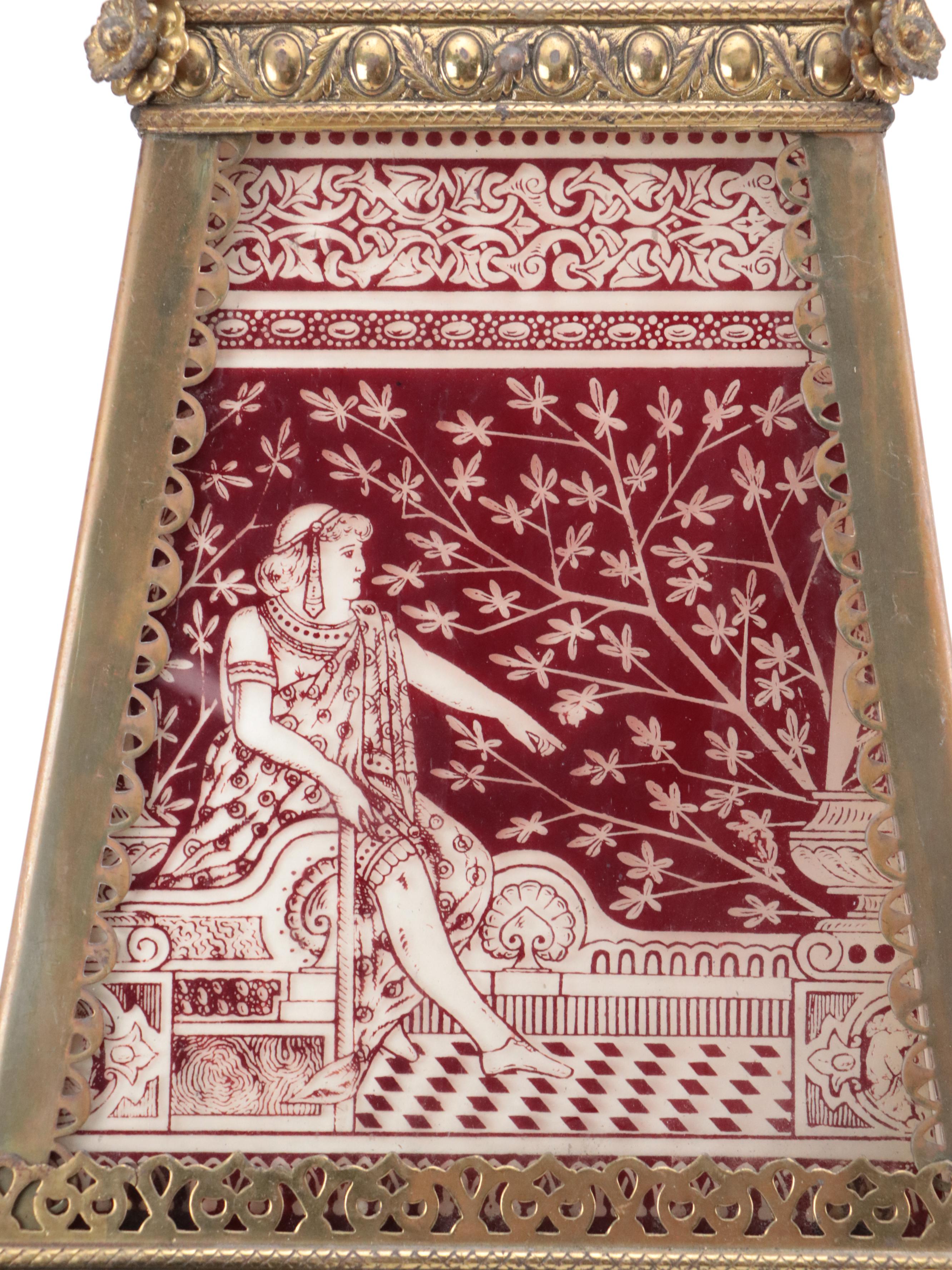 Victorian Etched Glass Panel Pendant Light, Adapted Mid-20th Century