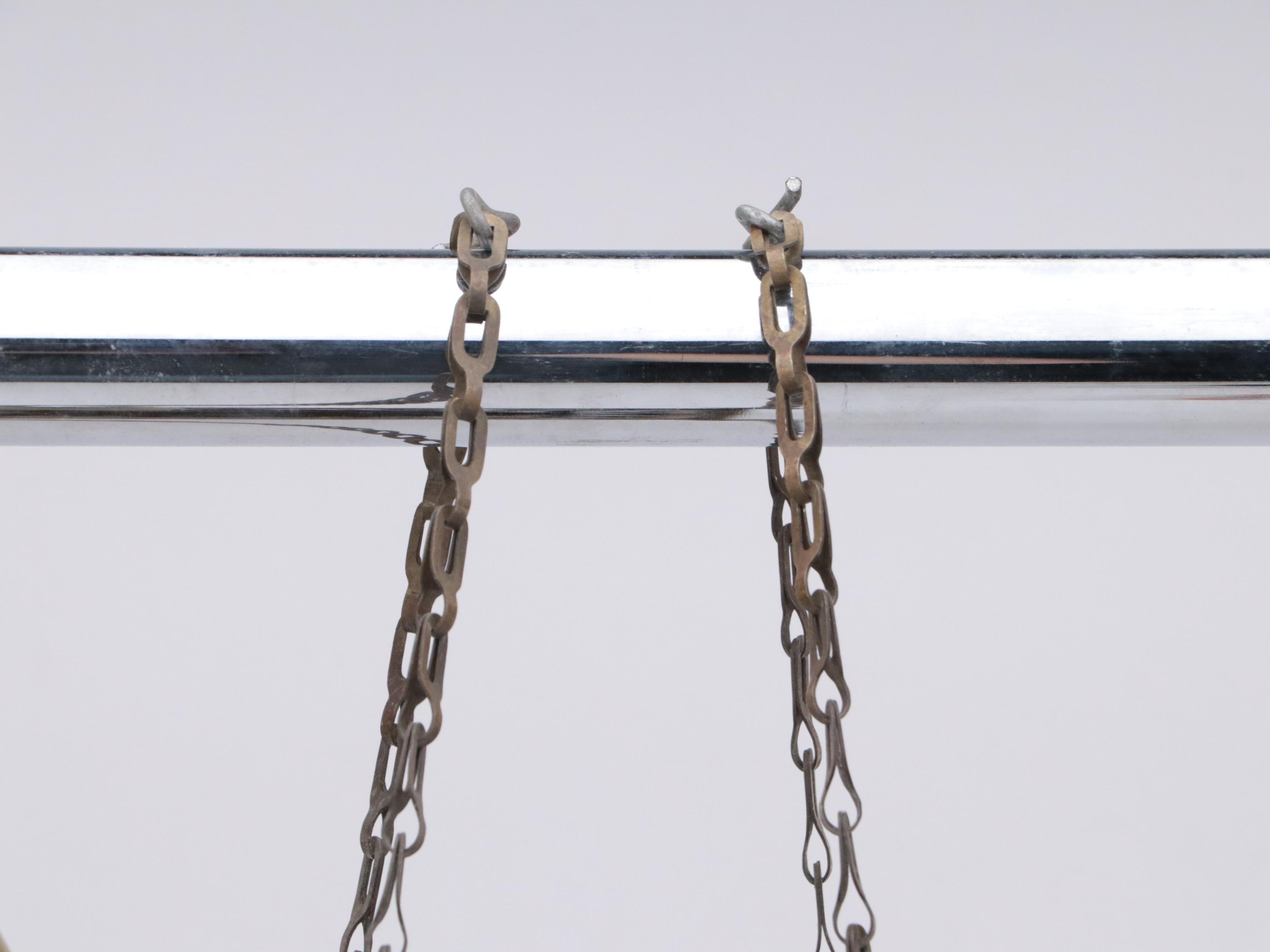 Victorian Etched Glass Panel Pendant Light, Adapted Mid-20th Century