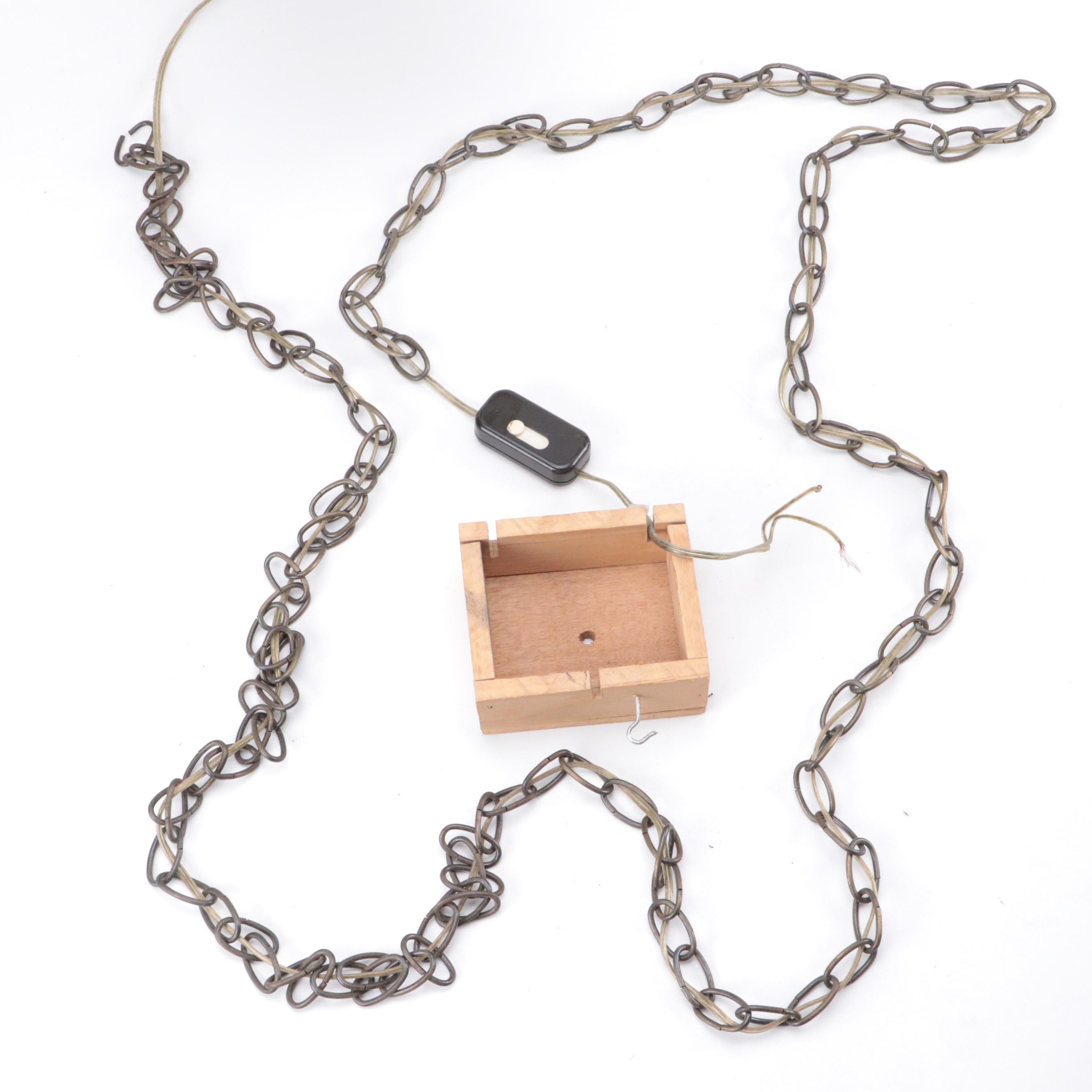 Victorian Etched Glass Panel Pendant Light, Adapted Mid-20th Century