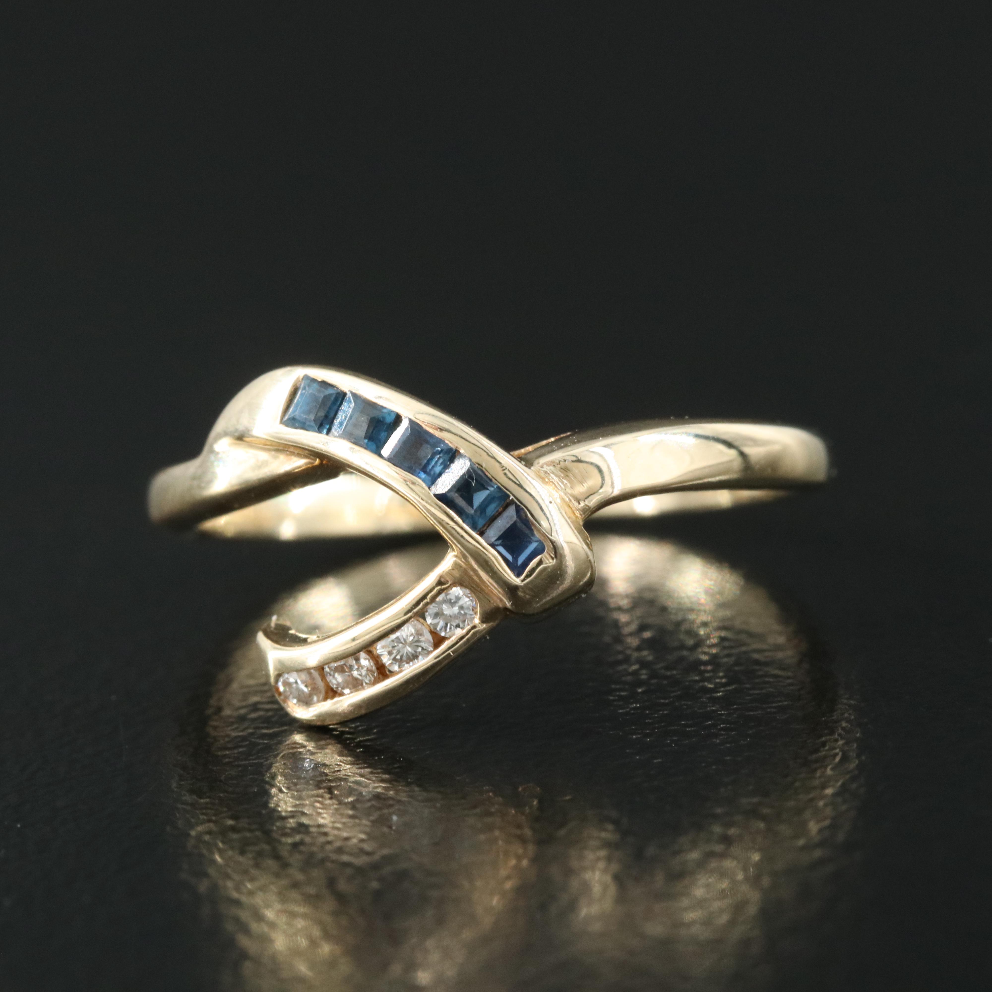 14K Sapphire and Diamond Enhancer Ring