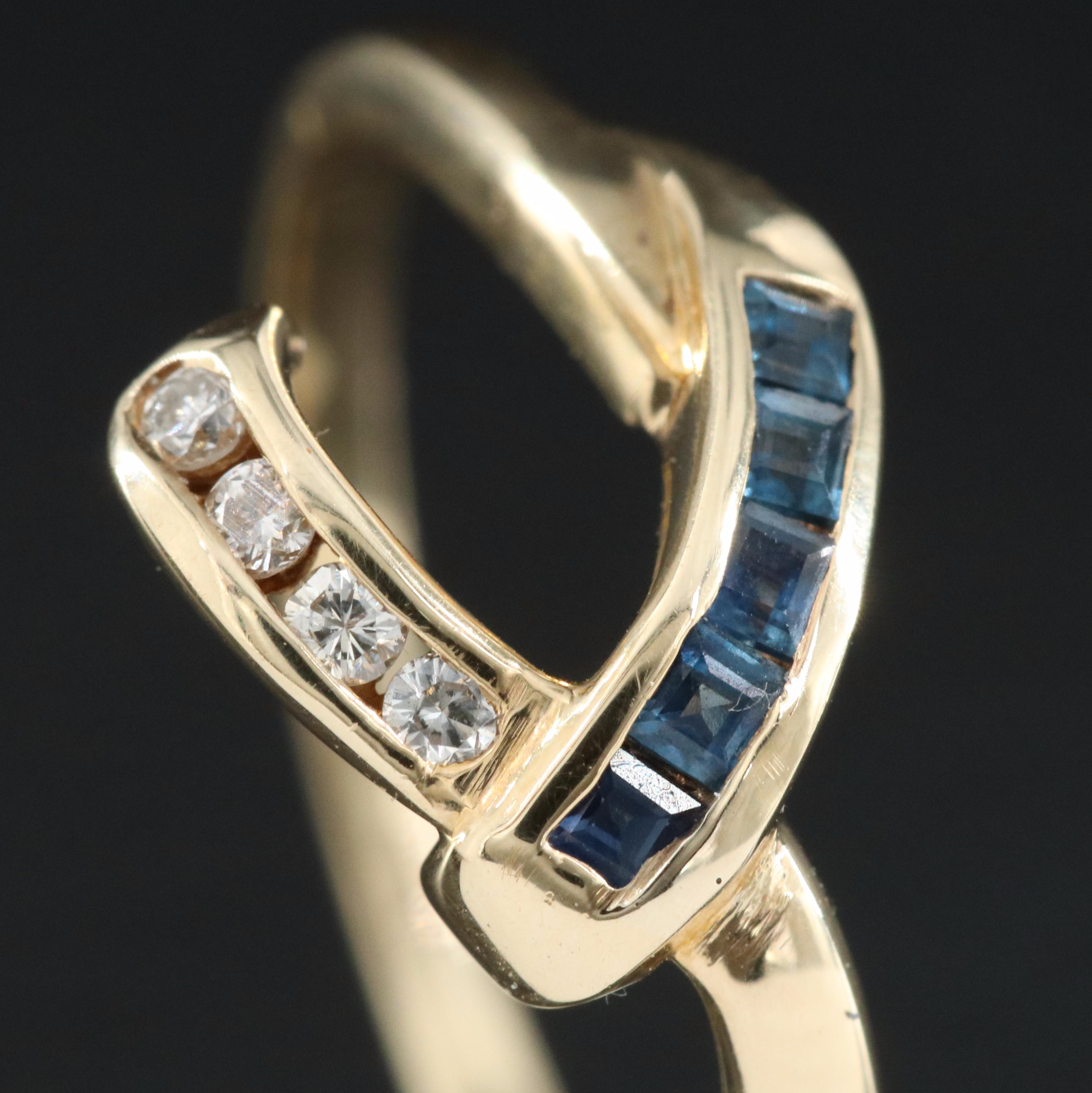 14K Sapphire and Diamond Enhancer Ring