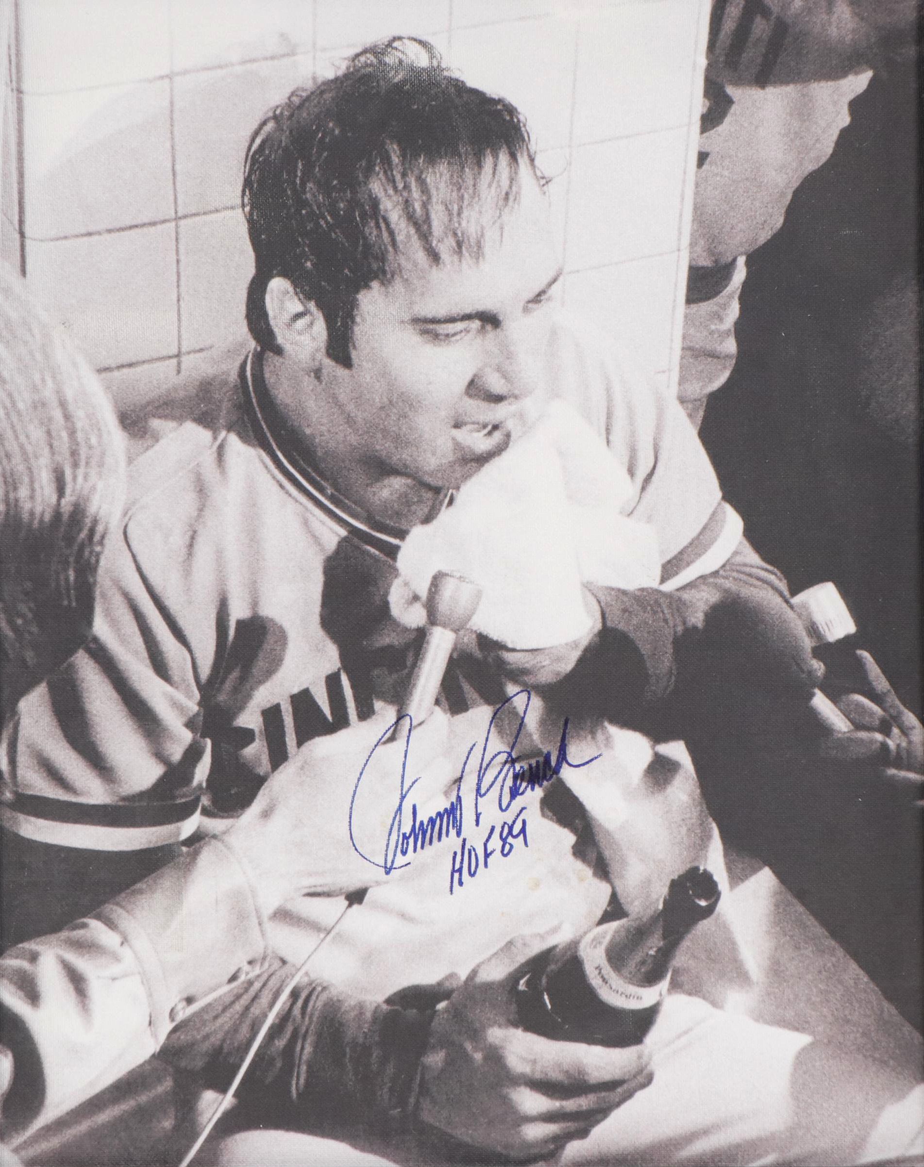 Johnny Bench Signed Cincinnati Reds Framed Canvas Print