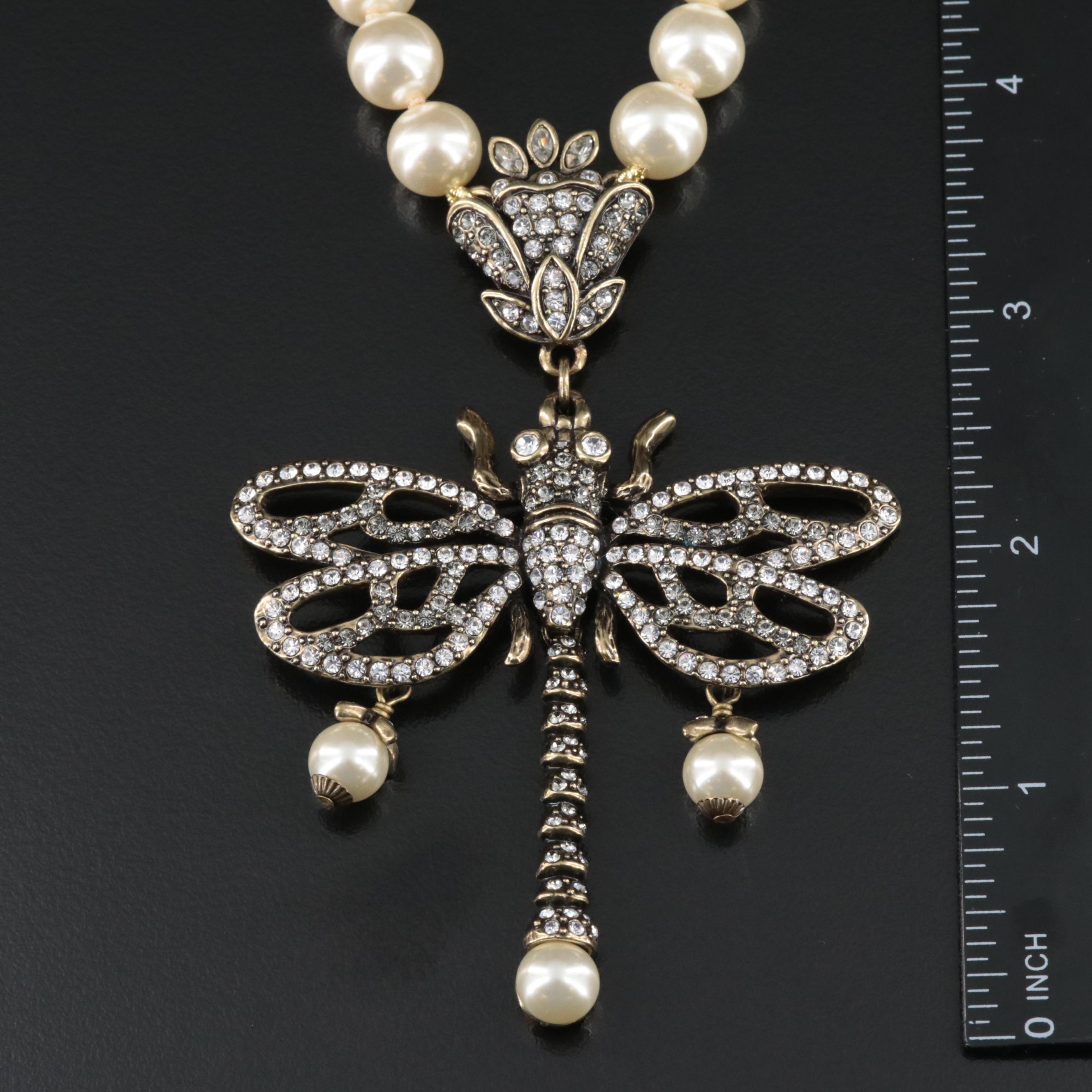 Heidi Daus Dragonfly Necklace and Hinged Bangle with Crystals