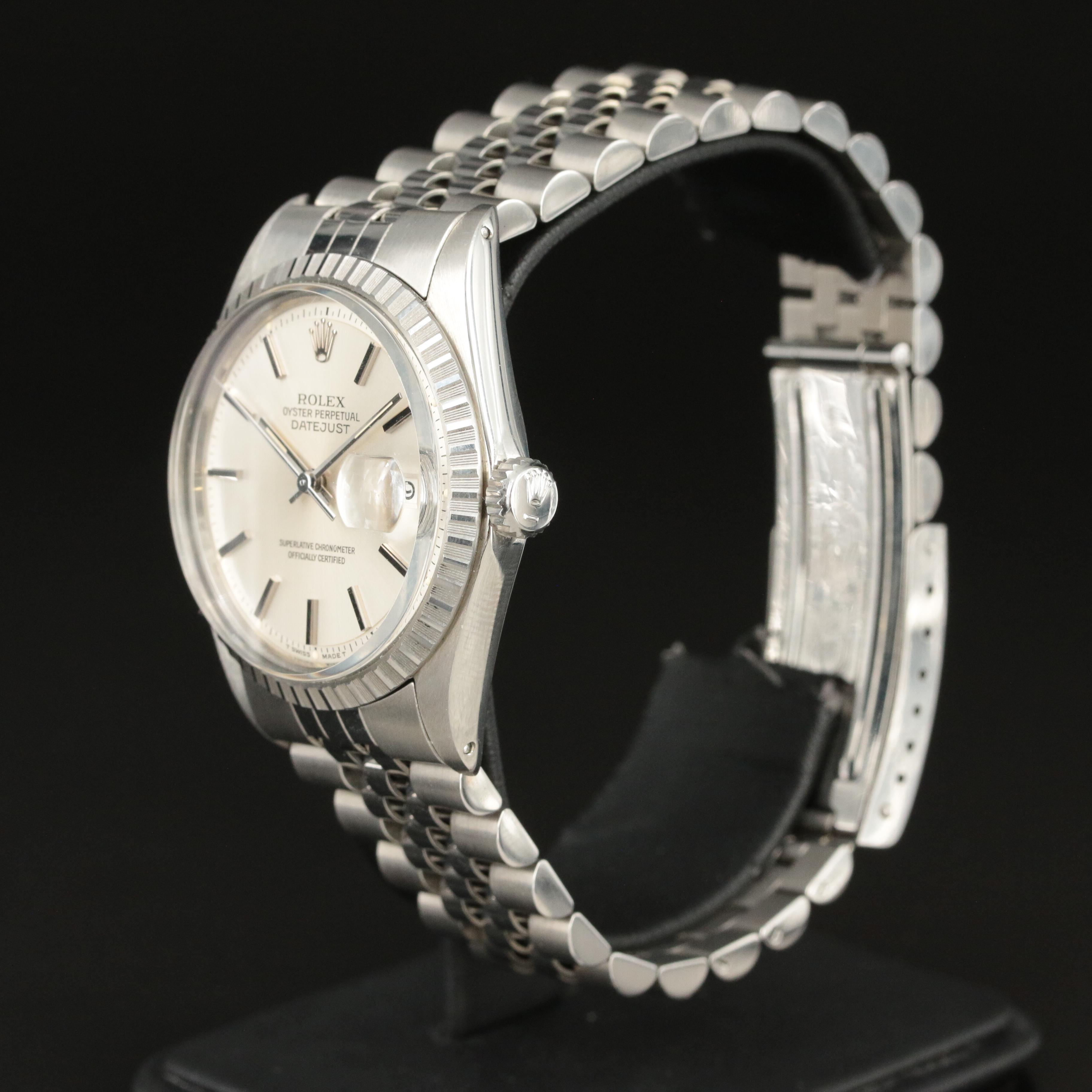 1973 Rolex Datejust Engine-Turned Bezel, Pie Pan Dial Watch