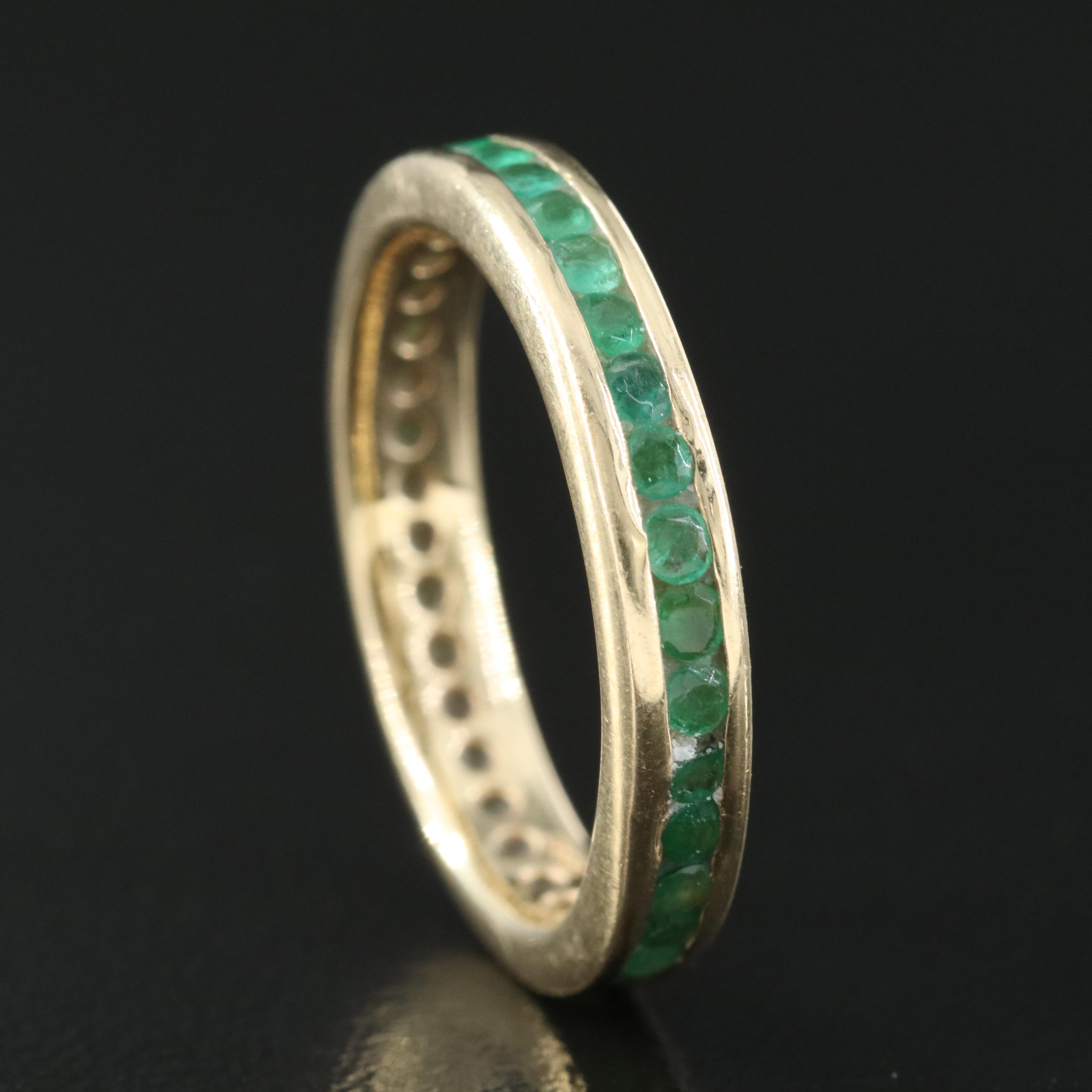 14K Emerald Eternity Band