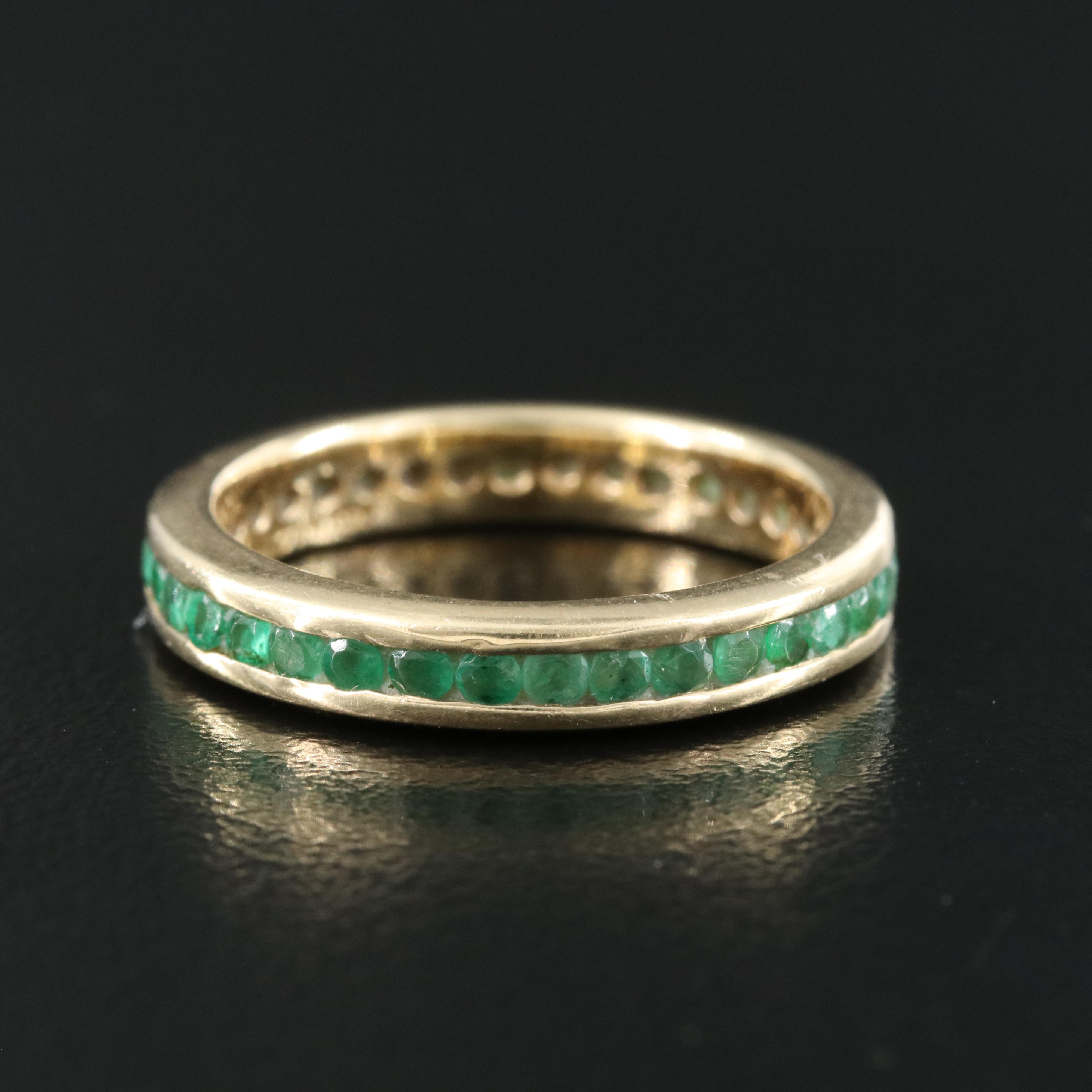 14K Emerald Eternity Band