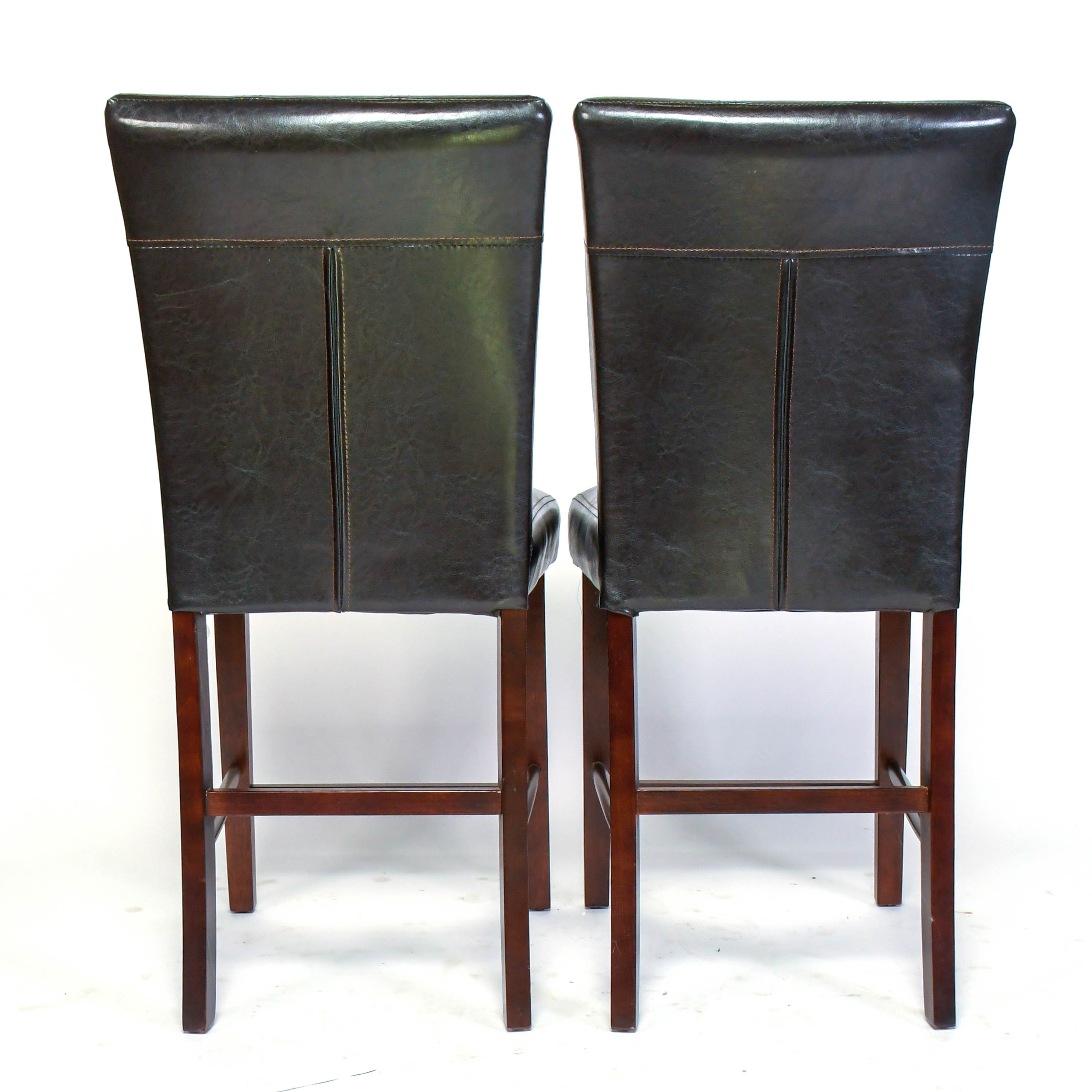 Pair of Top Stitched Tufted Counter Stools
