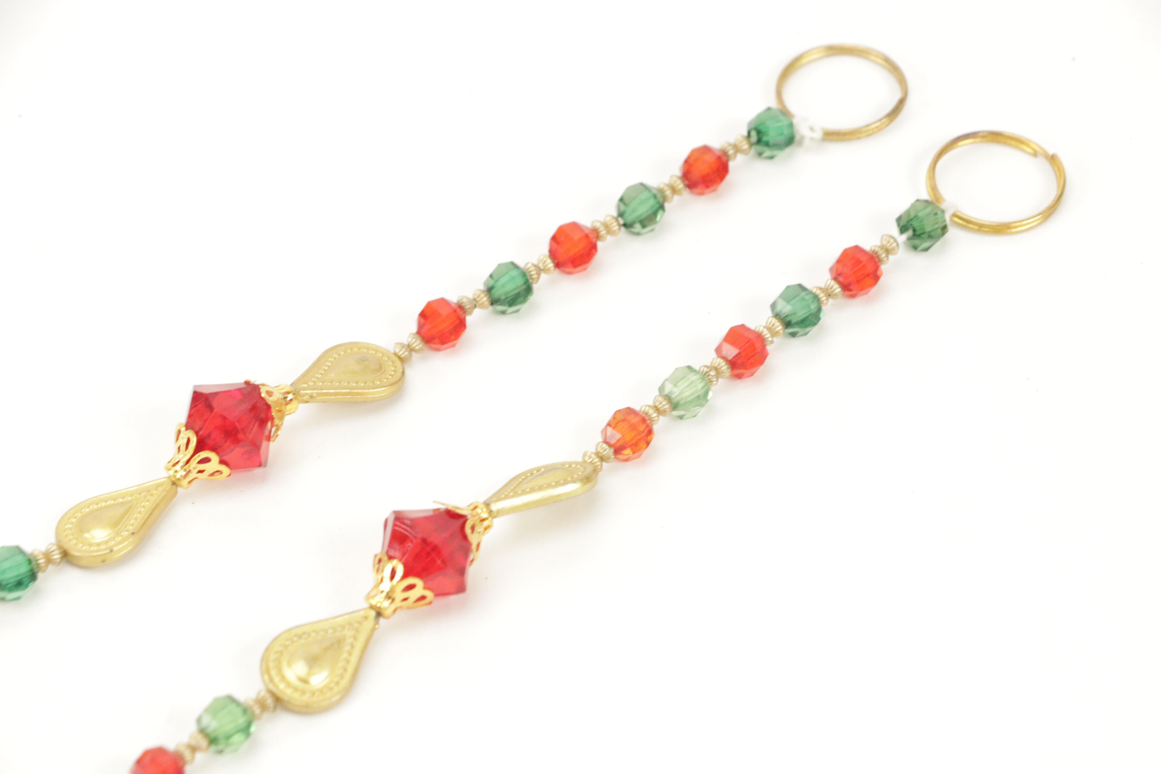 Indian Style Embellished Valance Set with Elephant Ornaments, Bells, and Beads